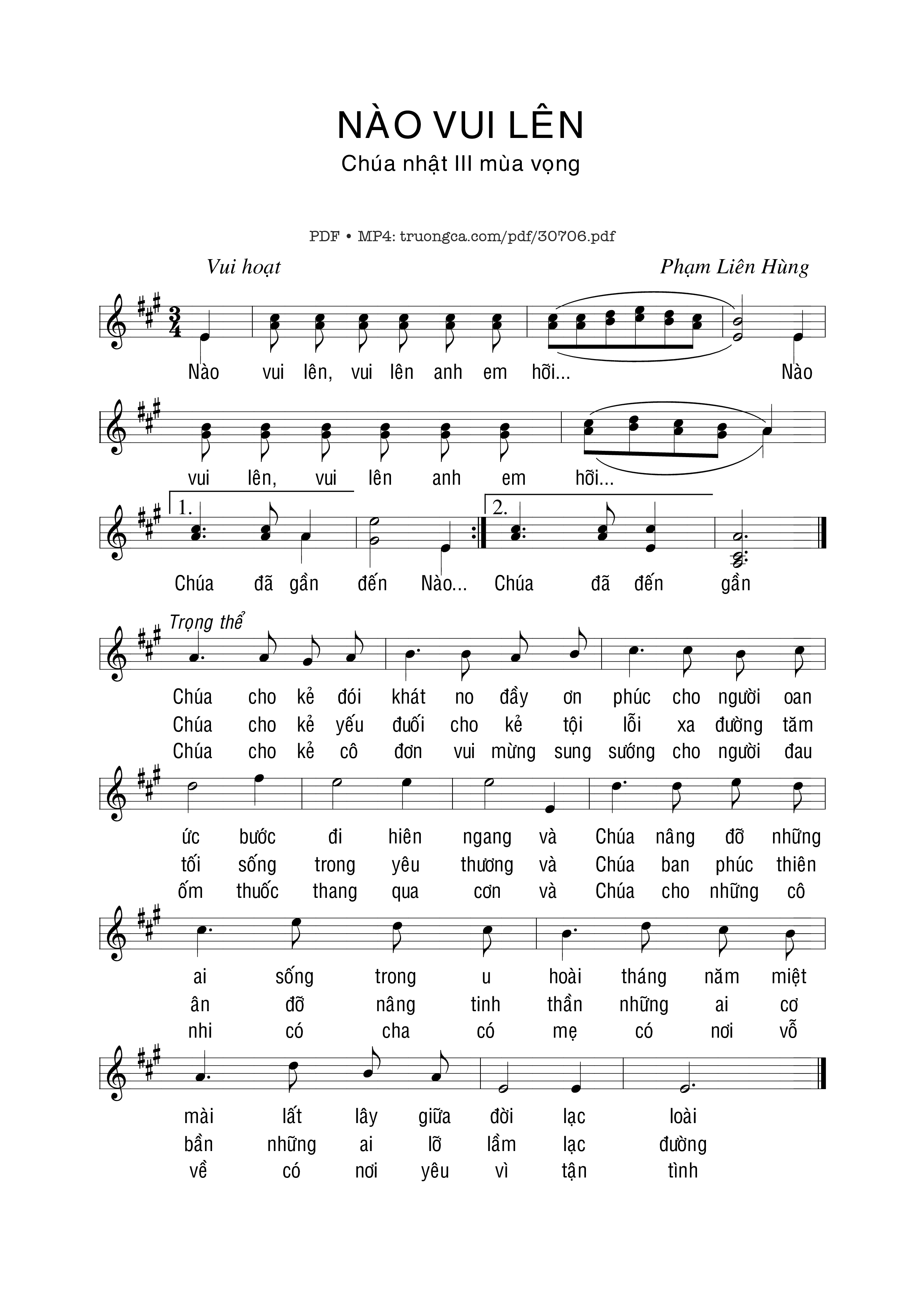 Sheet PDF of Nào vui lên - Phạm Liên Hùng