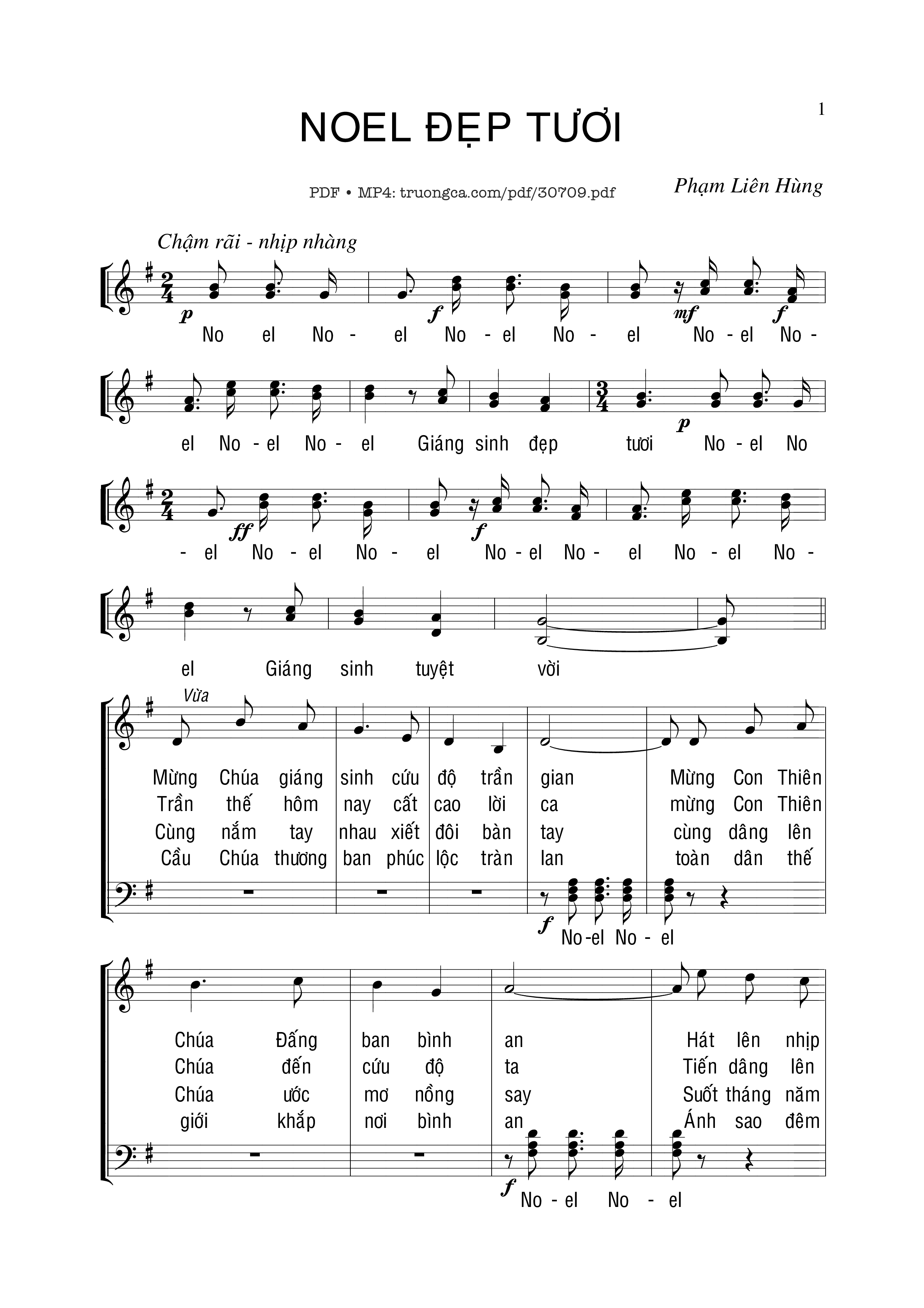 Page 1 of Sheet music PDF Noel Đẹp Tươi - Phạm Liên Hùng
