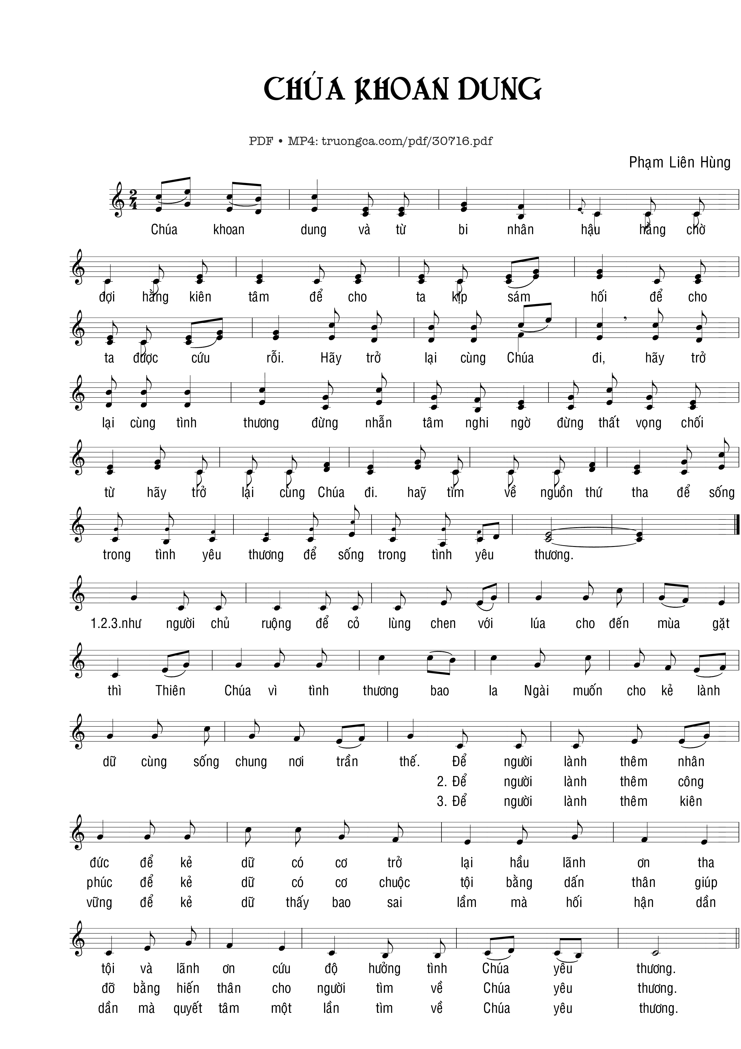 Sheet PDF of Chúa khoan dung