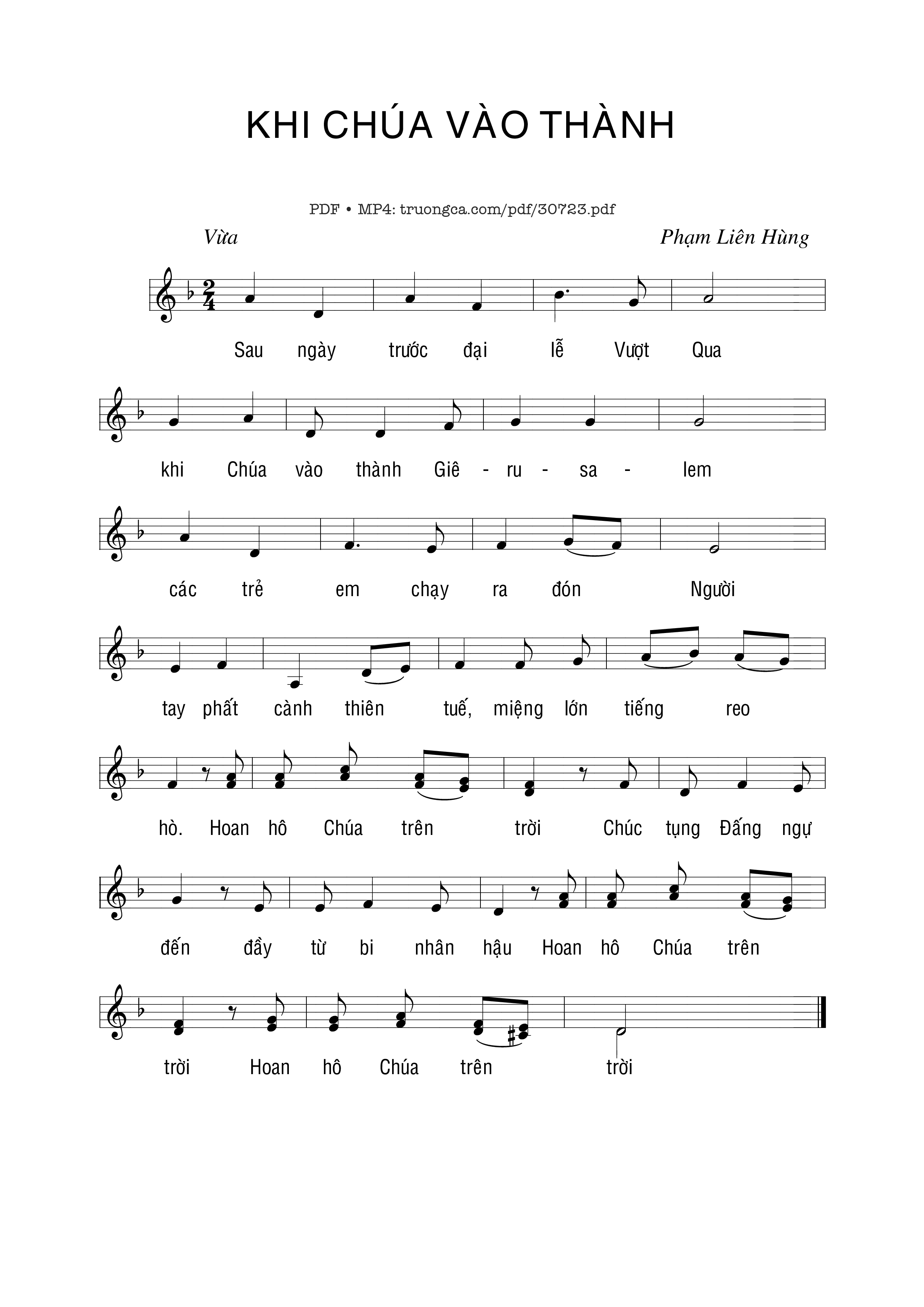 Sheet PDF of Khi Chúa vào thành