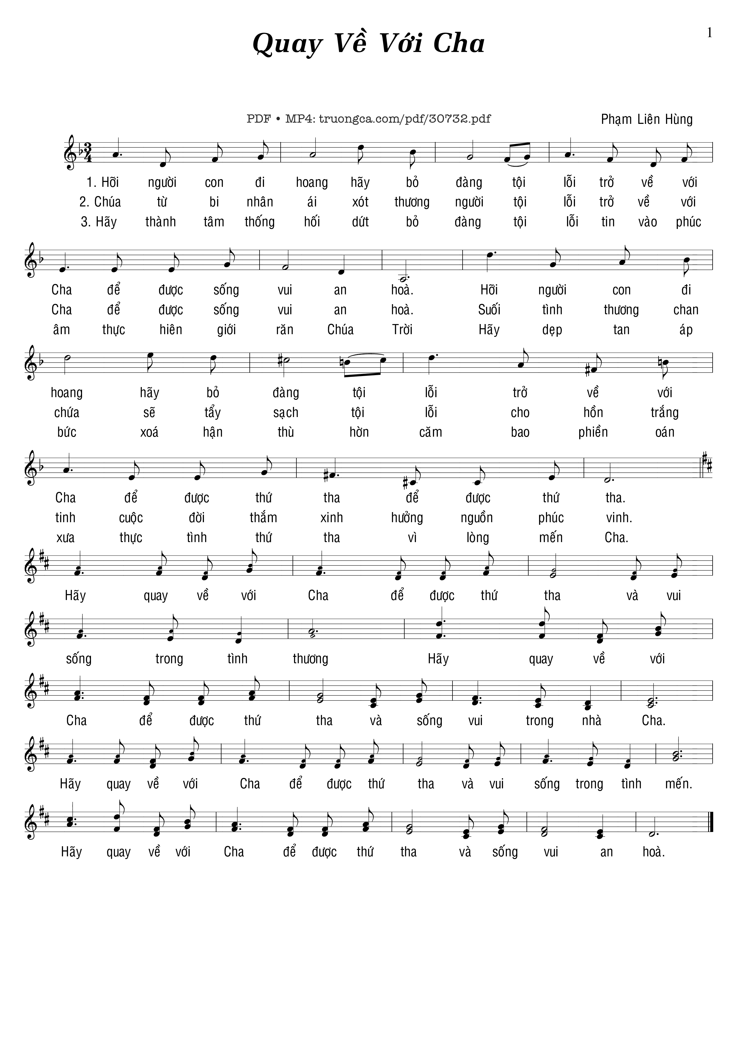 Sheet PDF of Quay về với Cha