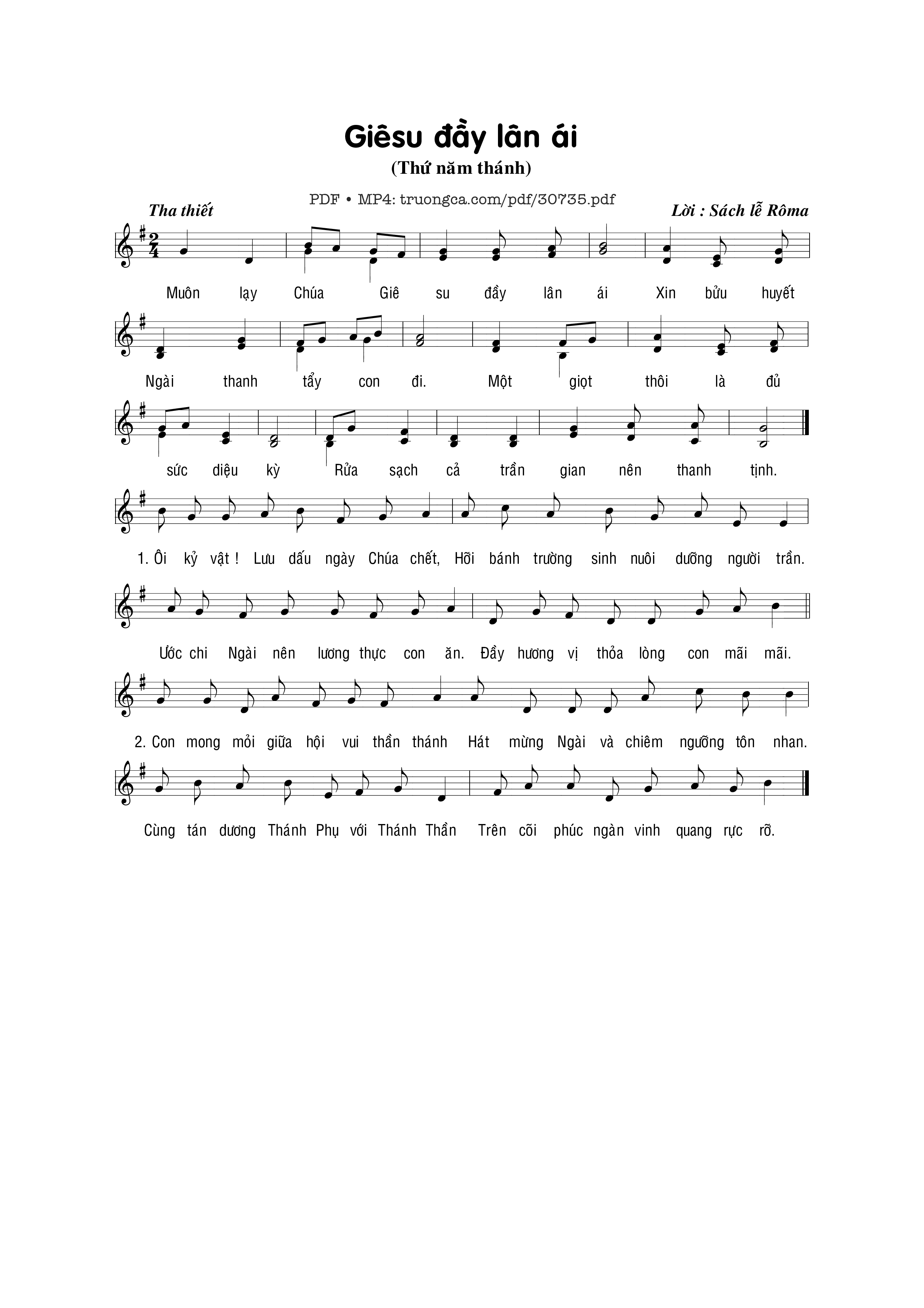 Sheet PDF of Giêsu đầy lân ái