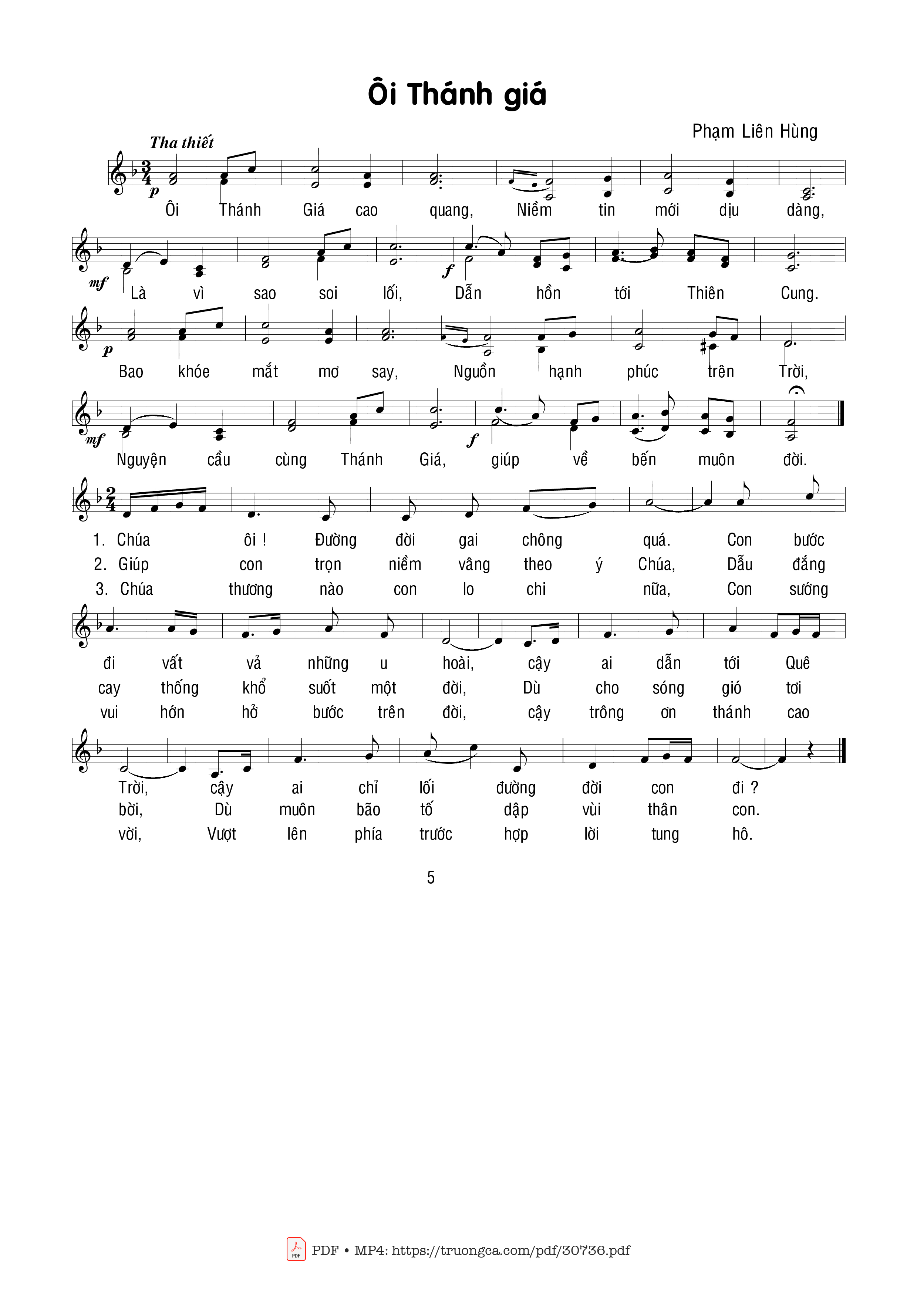 Page 1 of Sheet music PDF Ôi Thánh giá - Phạm Liên Hùng