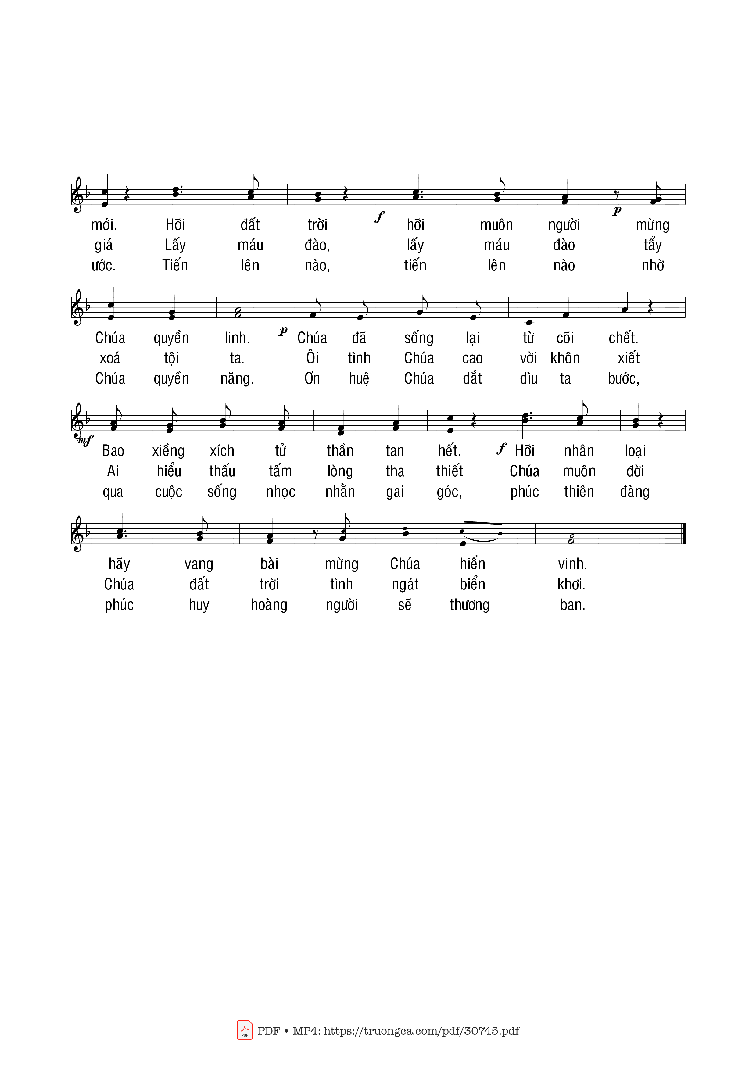 Page 2 of Sheet music PDF Chúa Phục Sinh - Phạm Liên Hùng