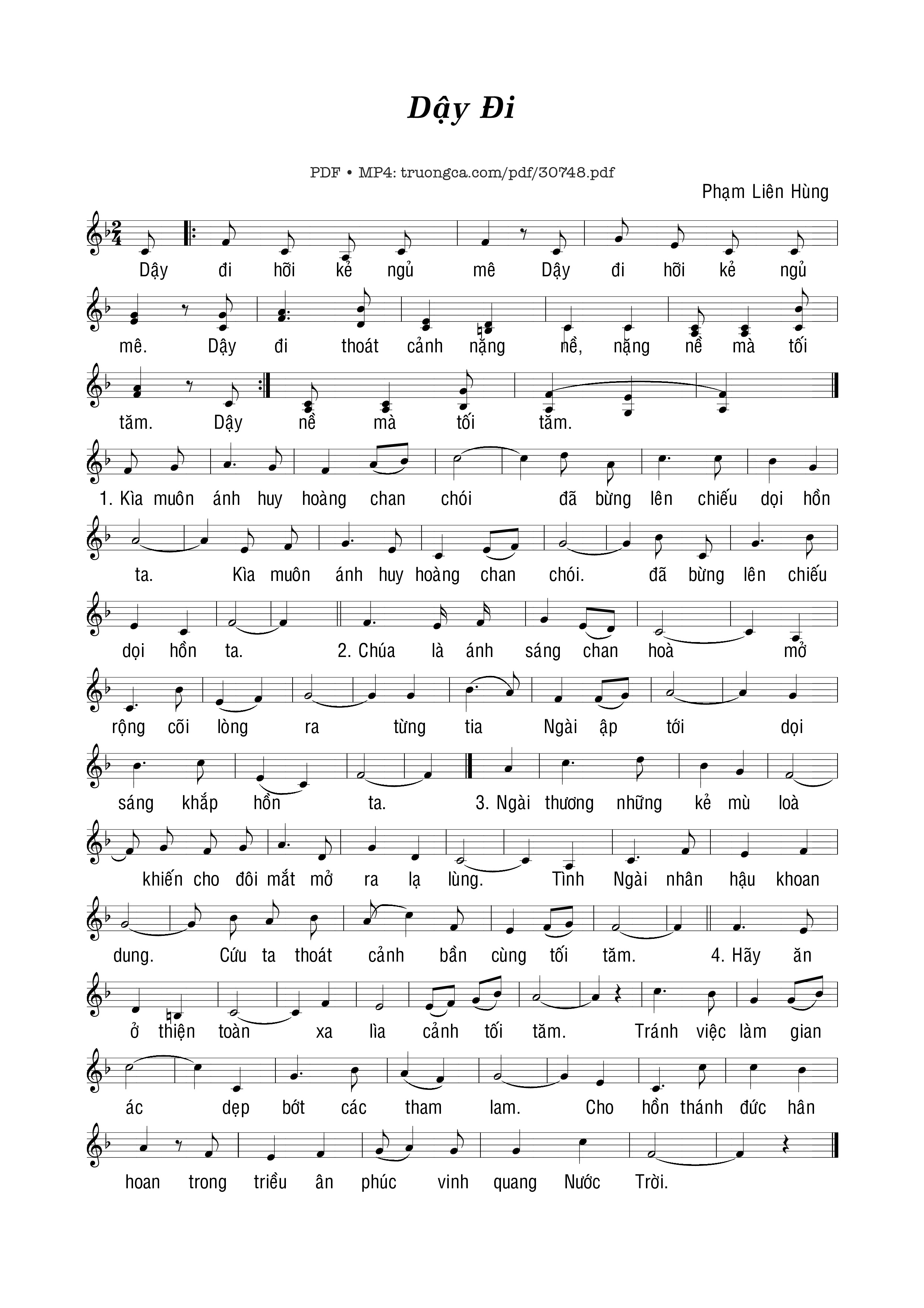 Page 1 of Sheet music PDF Dậy đi - Phạm Liên Hùng