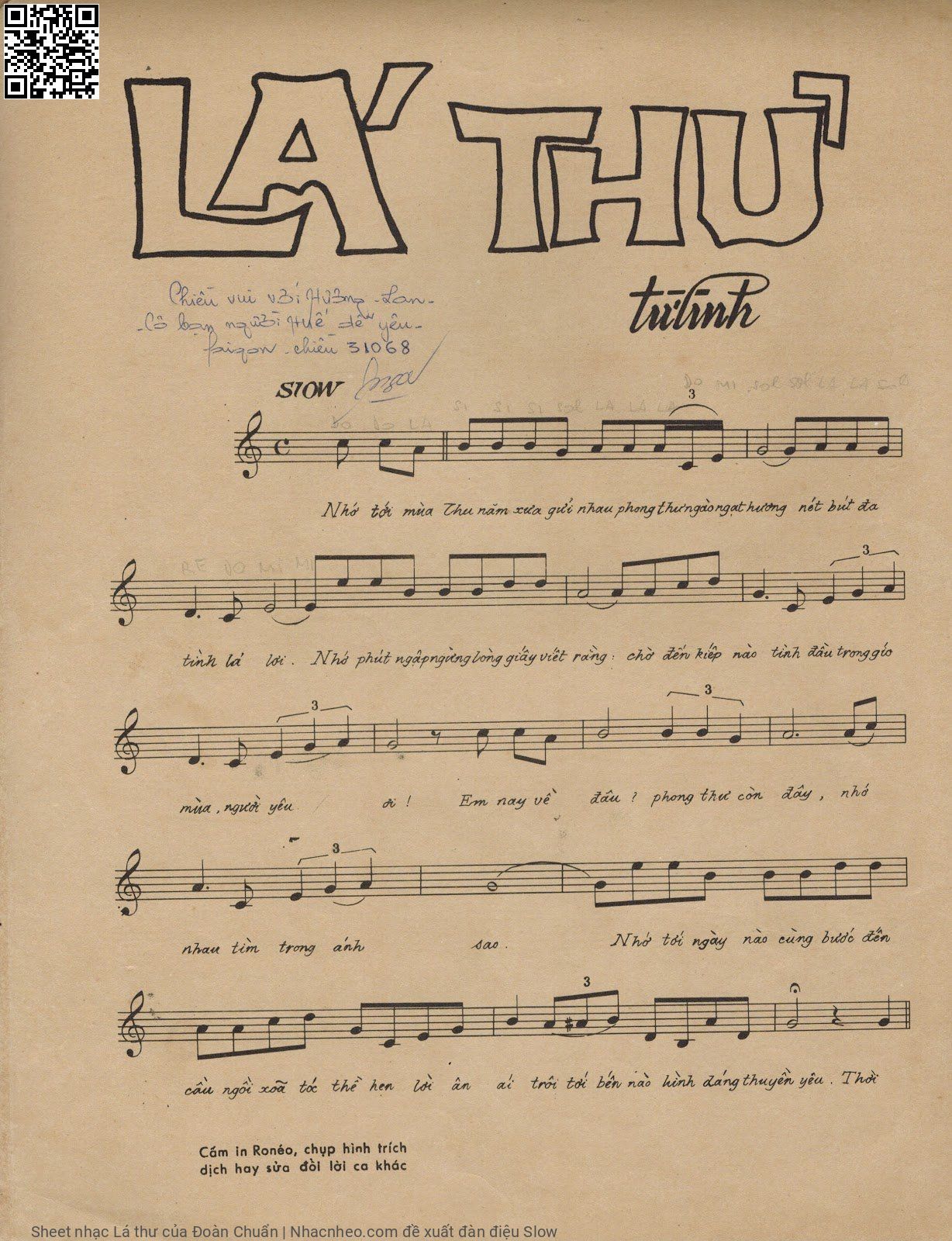 Page 2 of Sheet music PDF Lá thư - Đoàn Chuẩn