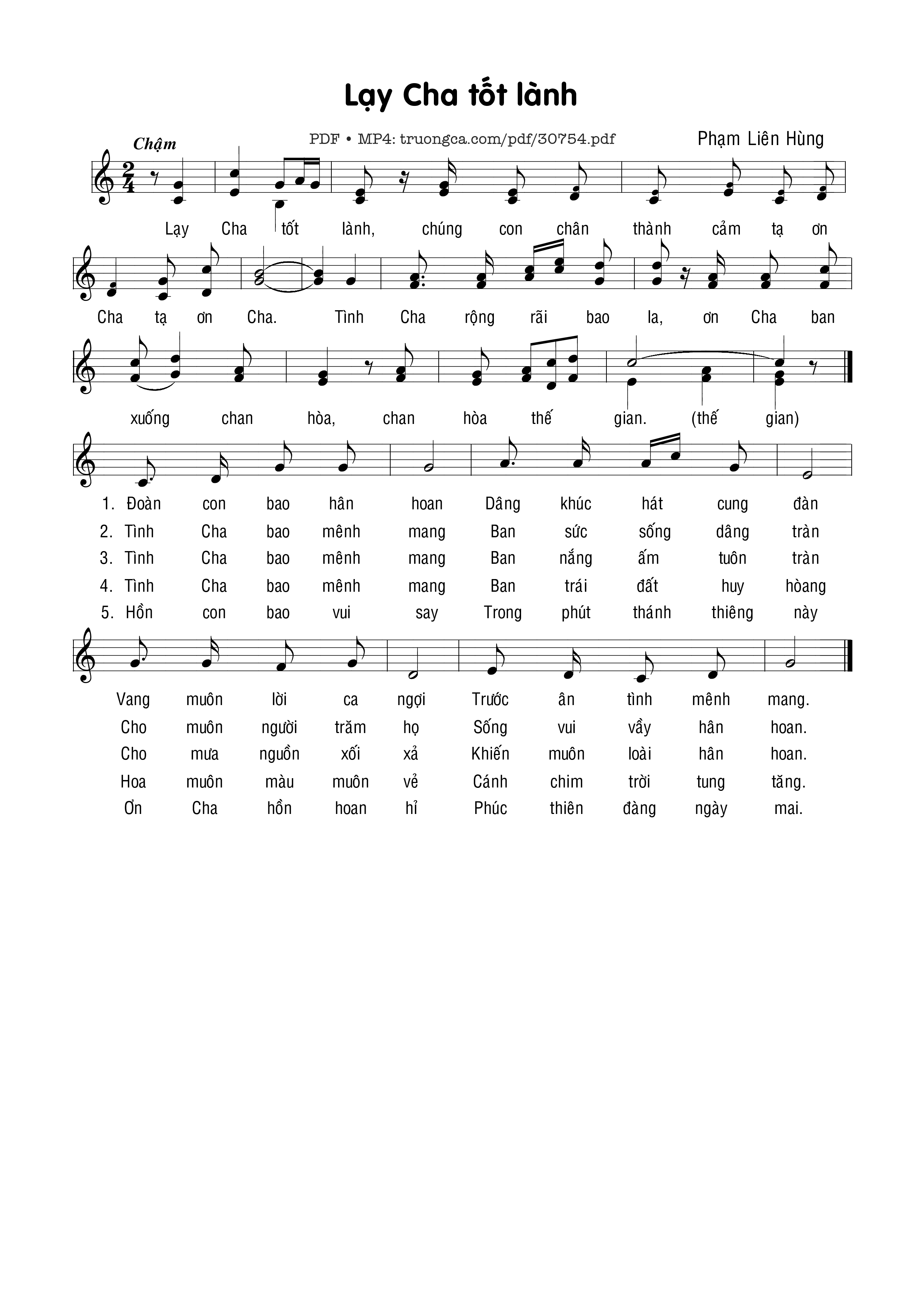 Sheet PDF of Lạy Cha tốt lành