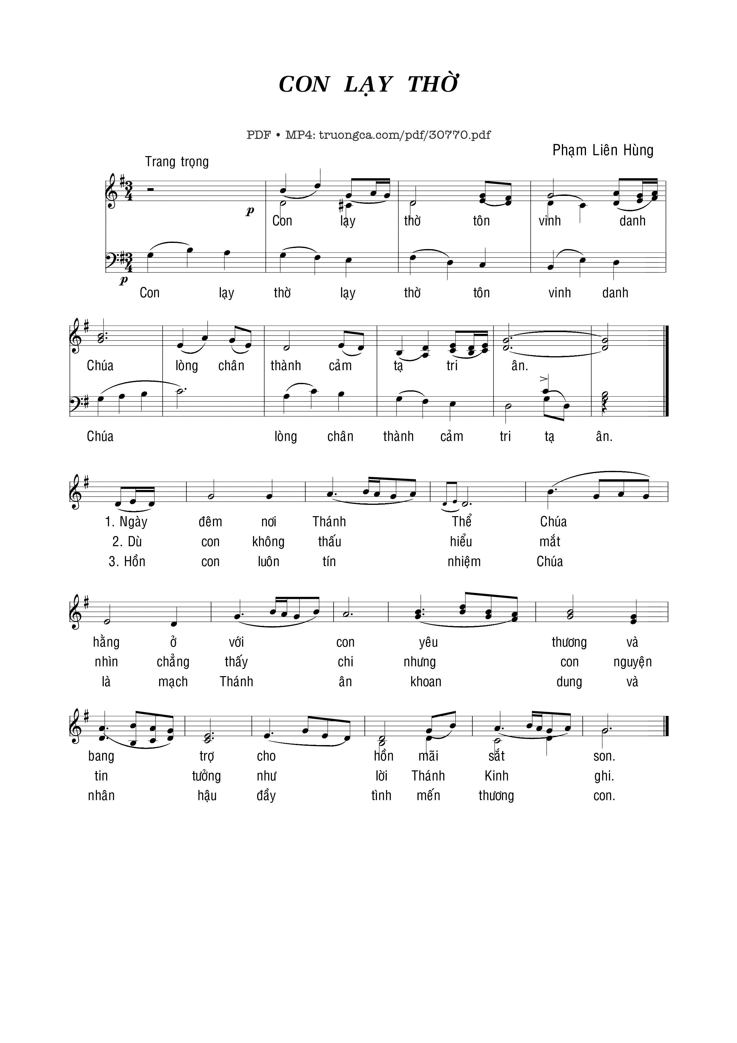 Page 1 of Sheet music PDF Con Lạy Thờ - Phạm Liên Hùng
