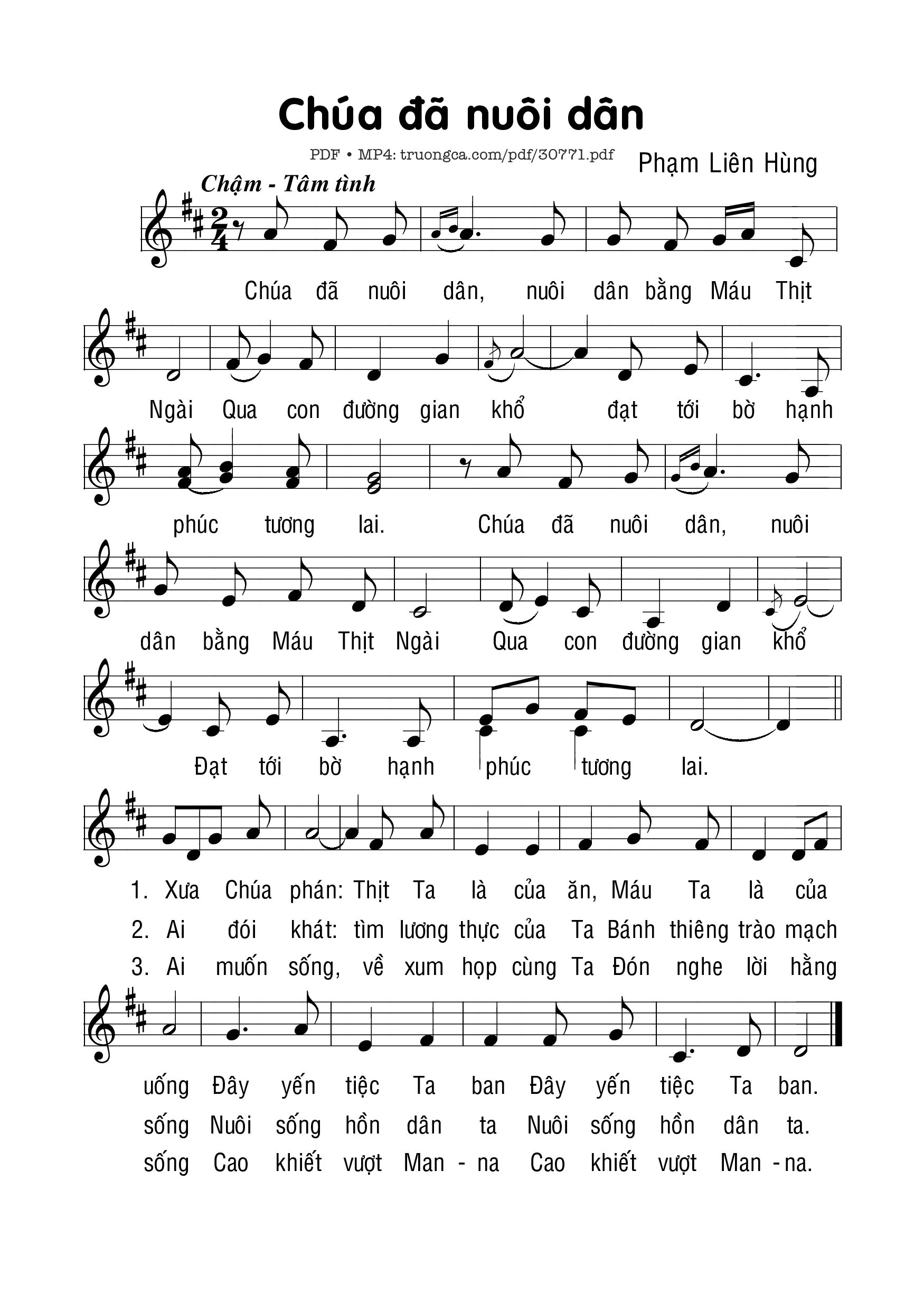 Sheet PDF of Chúa đã nuôi dân