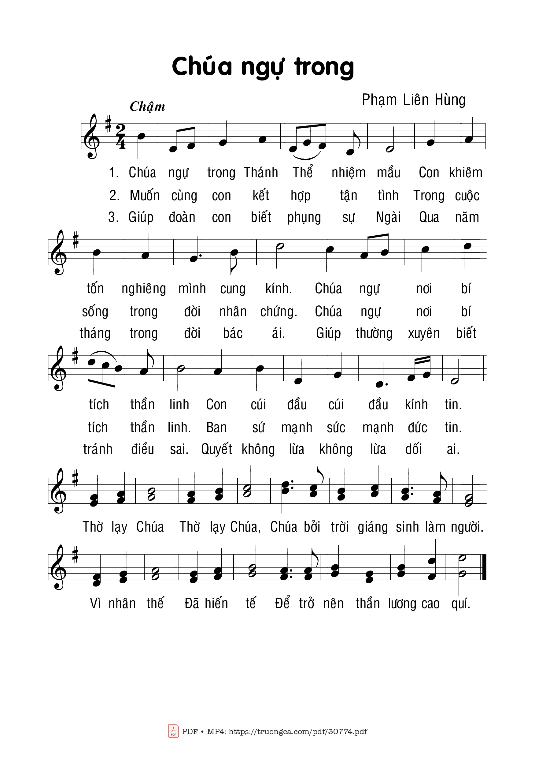 Sheet PDF of Chúa ngự trong