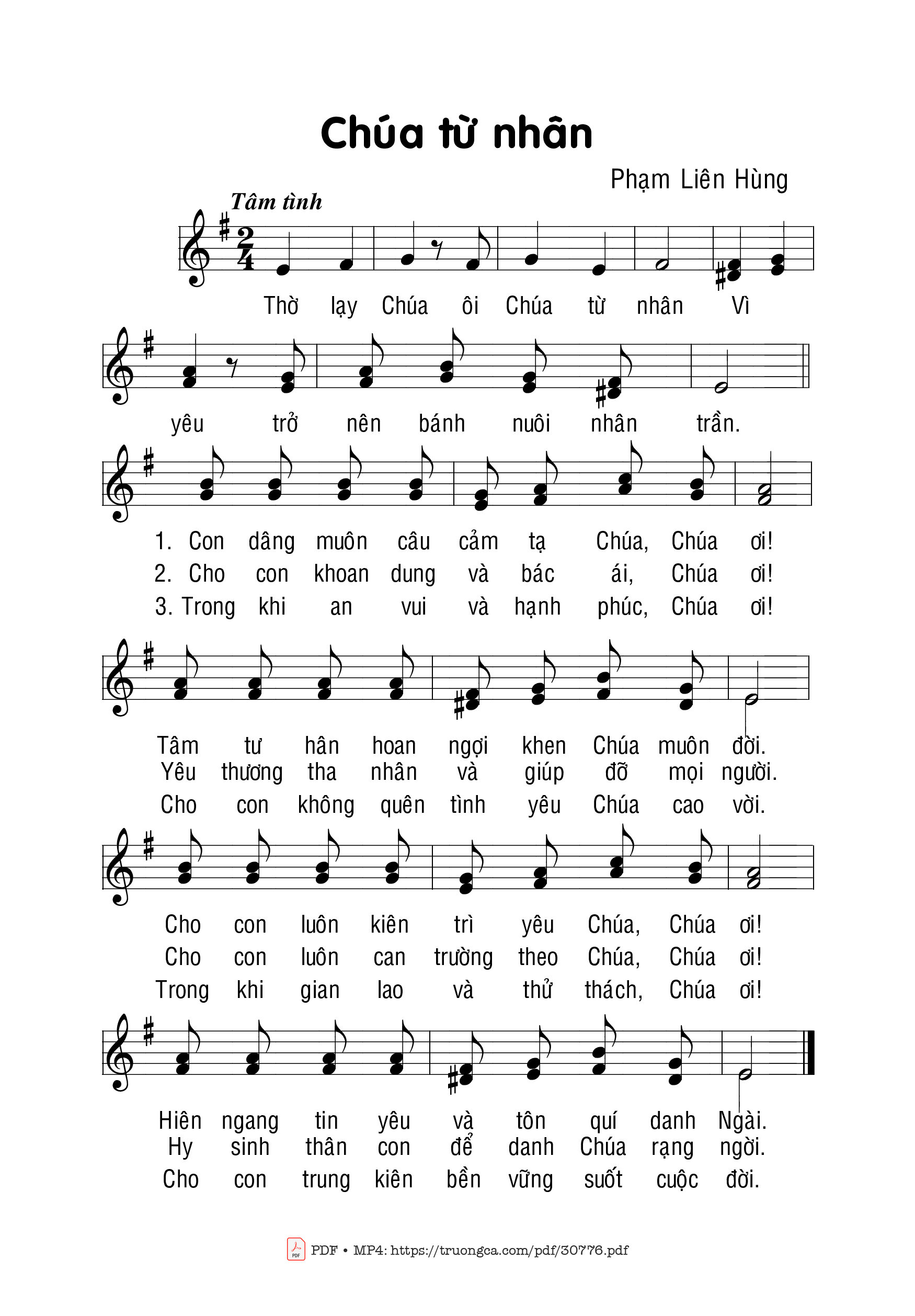 Page 1 of Sheet music PDF Chúa từ nhân - Phạm Liên Hùng