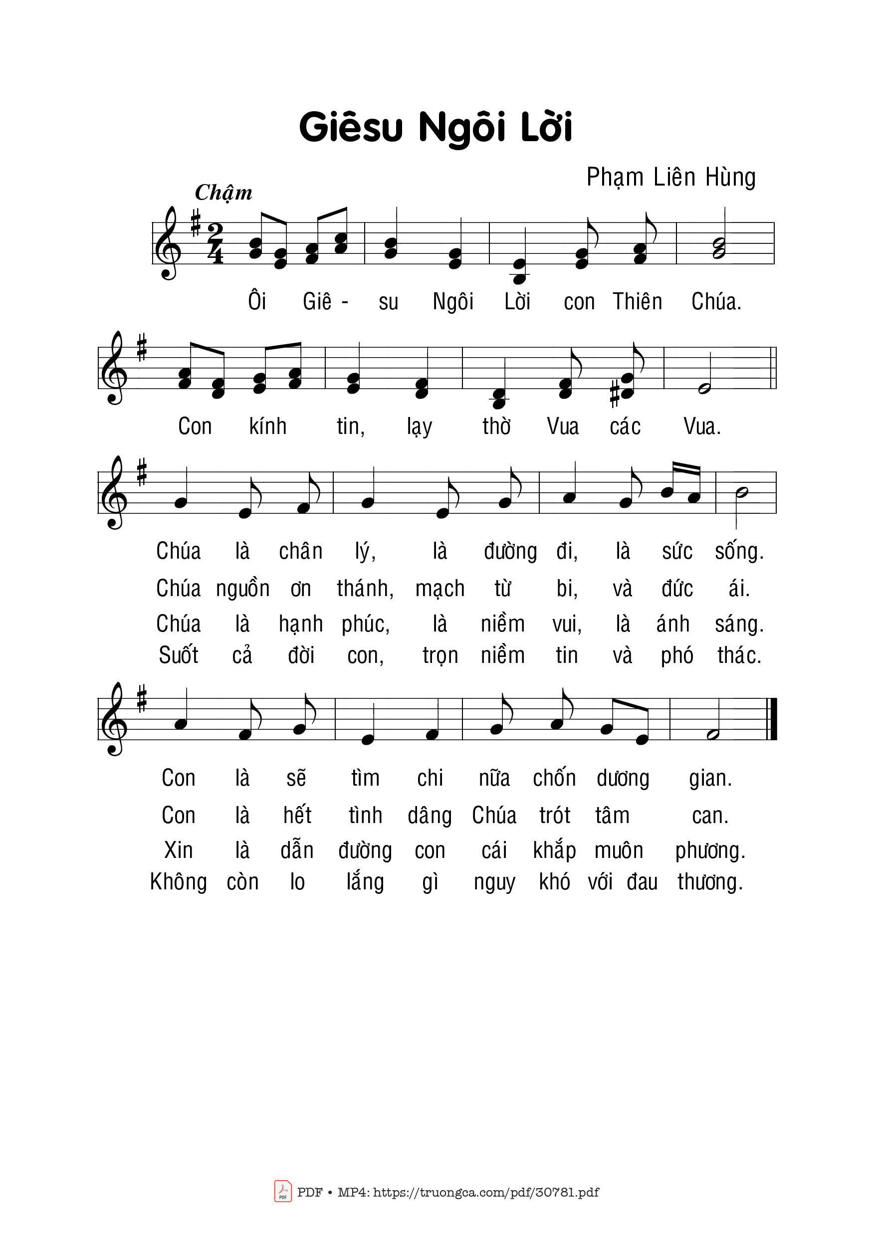 Page 1 of Sheet music PDF Giêsu Ngôi Lời - Phạm Liên Hùng