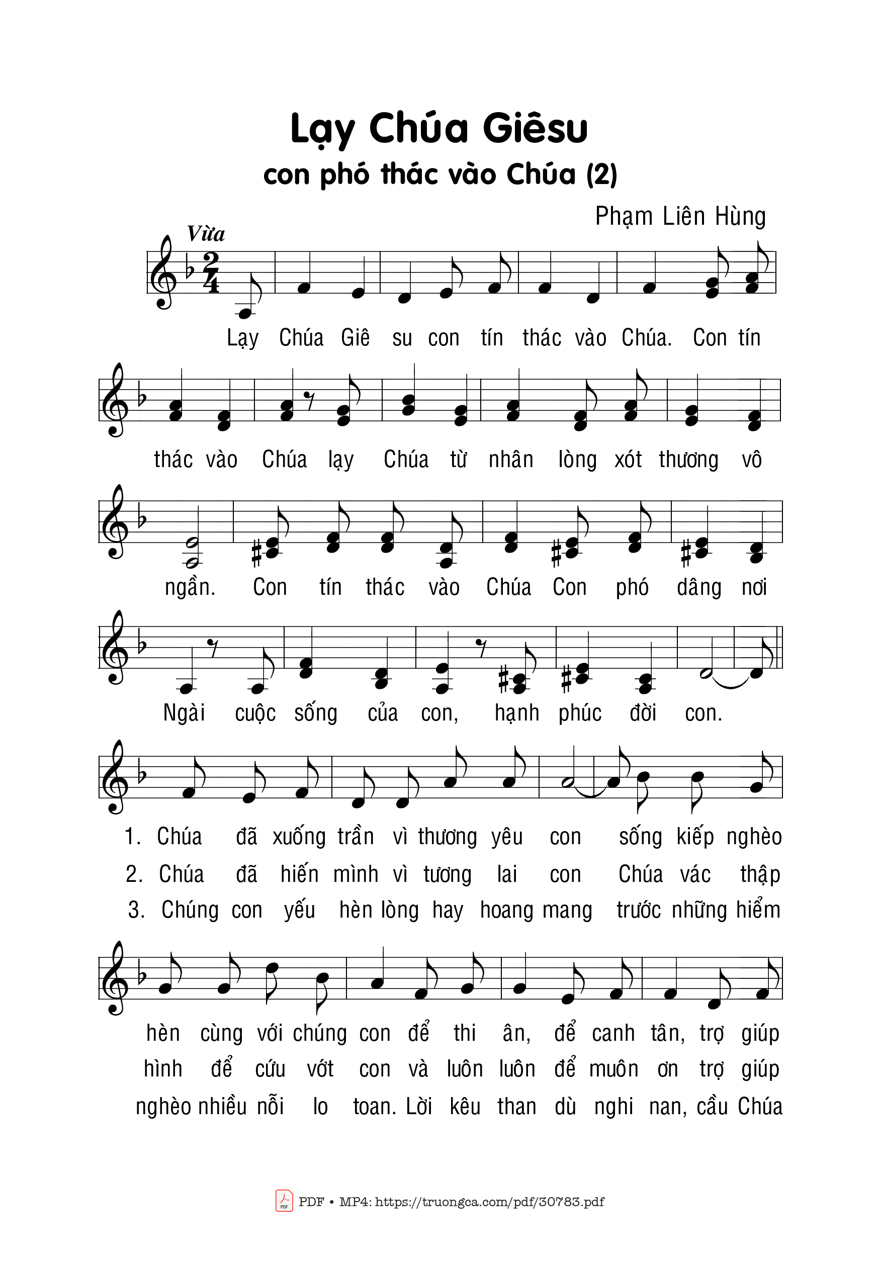 Sheet PDF of Lạy Chúa Giêsu con phó thác vào Chúa (2)