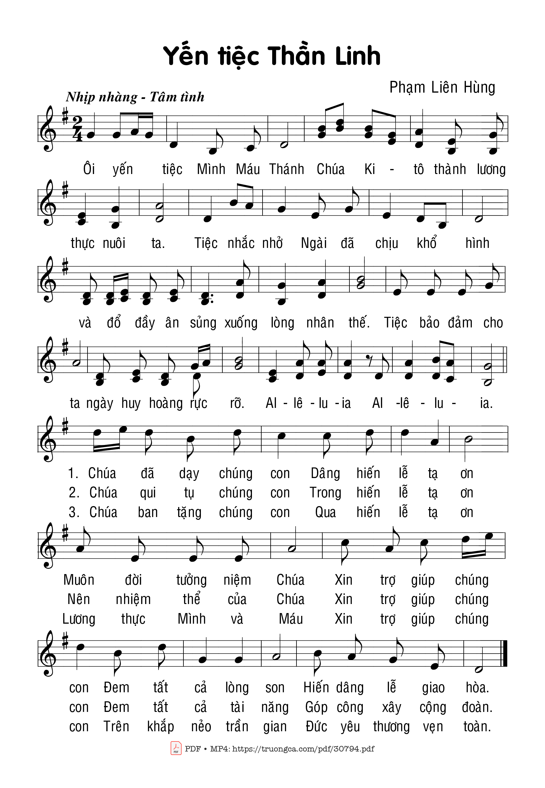 Sheet PDF of Yến tiệc Thần Linh