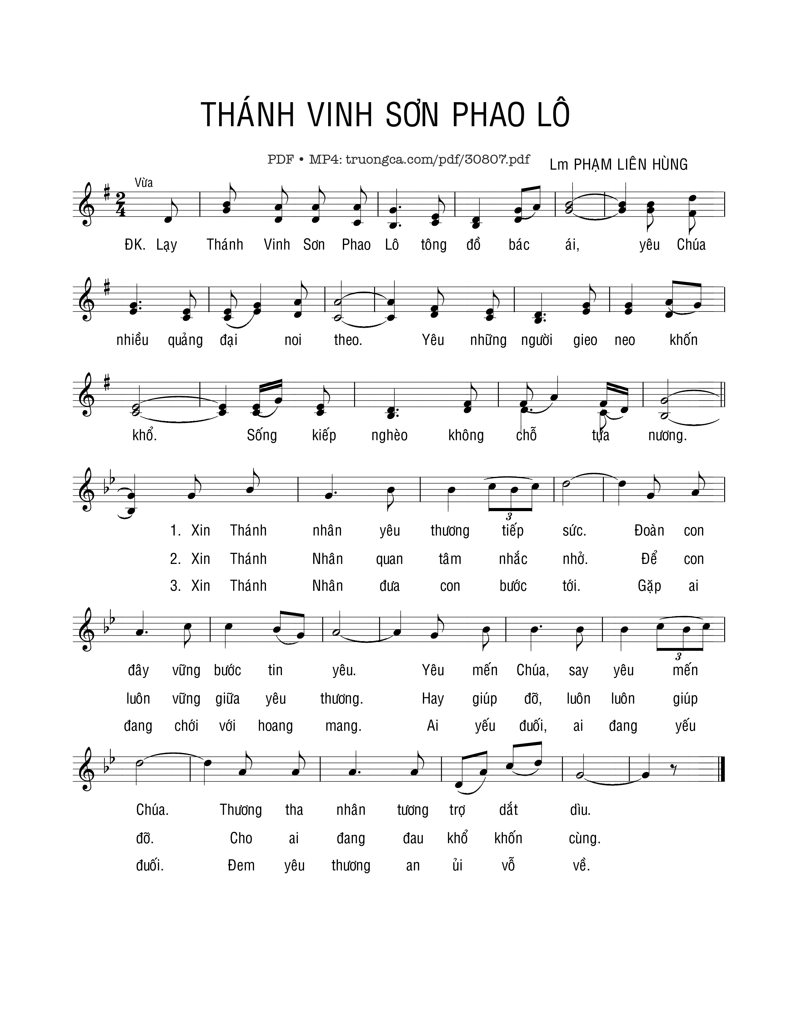 Sheet PDF of Thánh Vinh Sơn Phaolô