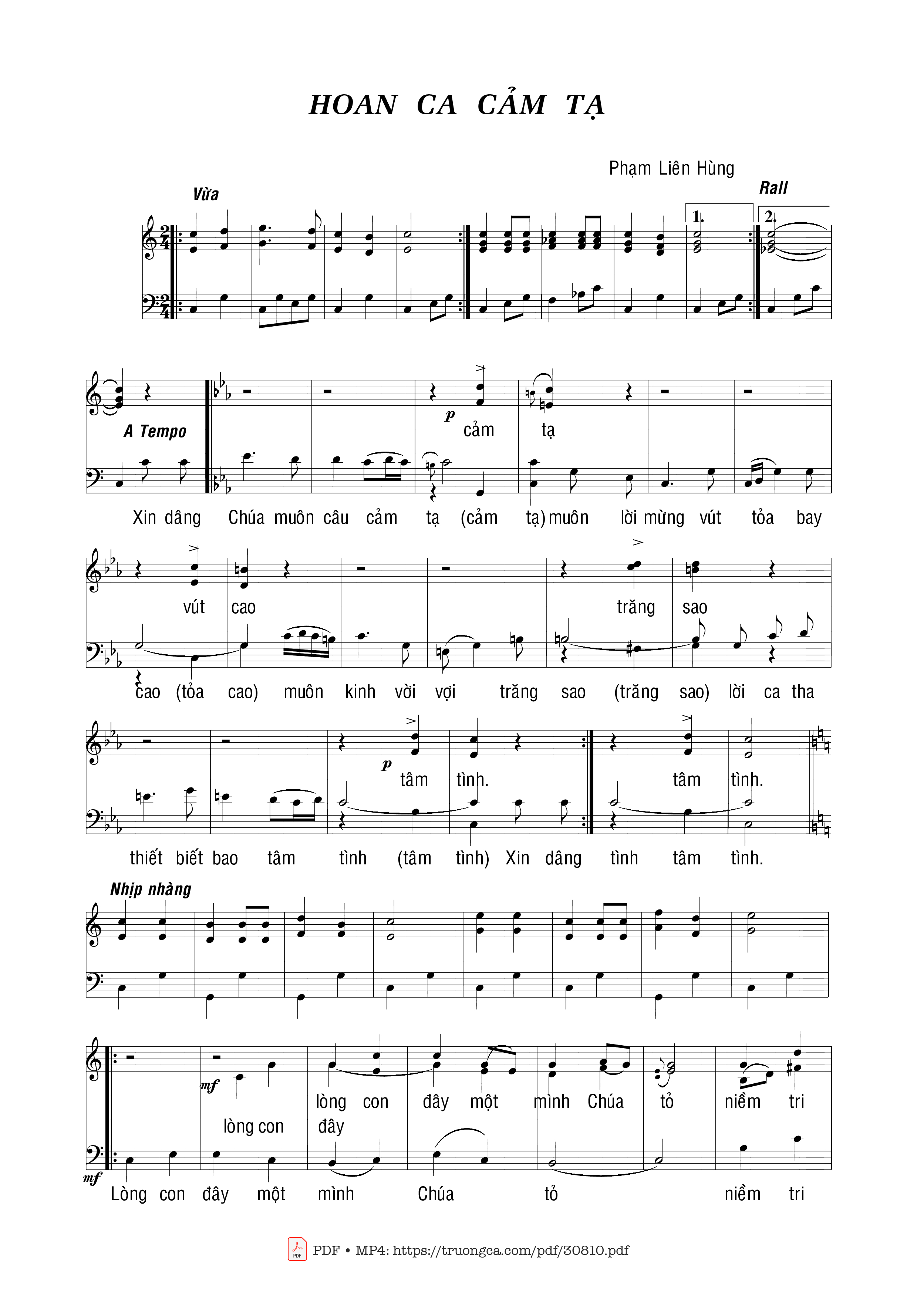 Page 1 of Sheet music PDF Hoan Ca Cảm Tạ - Phạm Liên Hùng