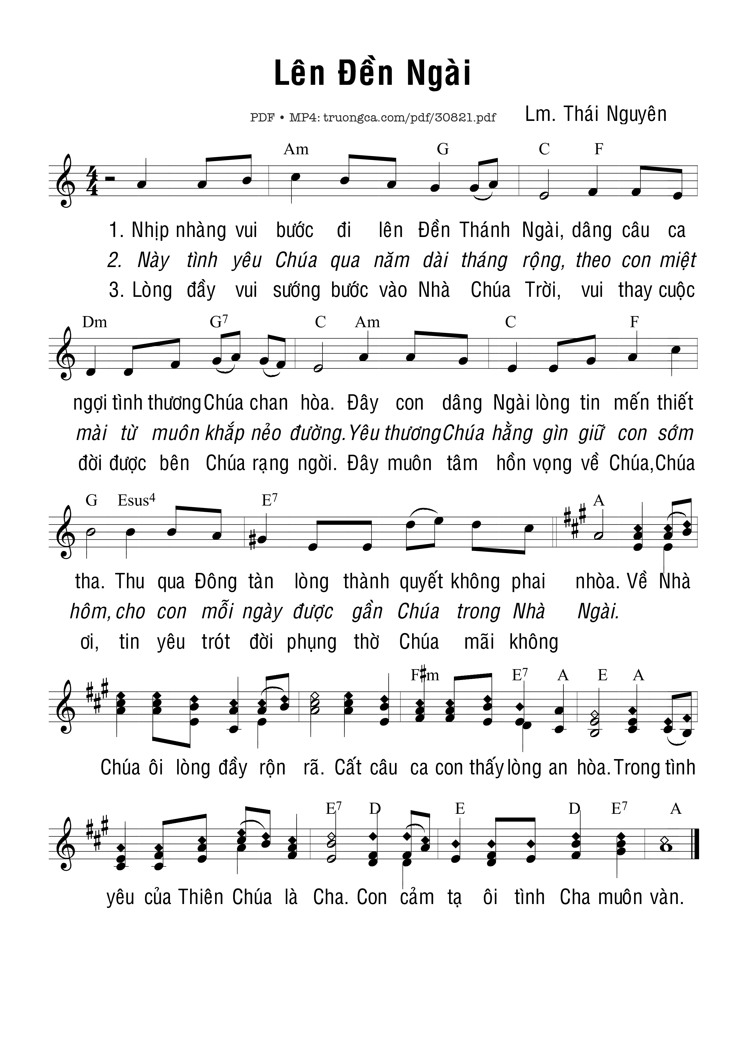 Page 1 of Sheet music PDF Lên Đền Ngài - Thái Nguyên