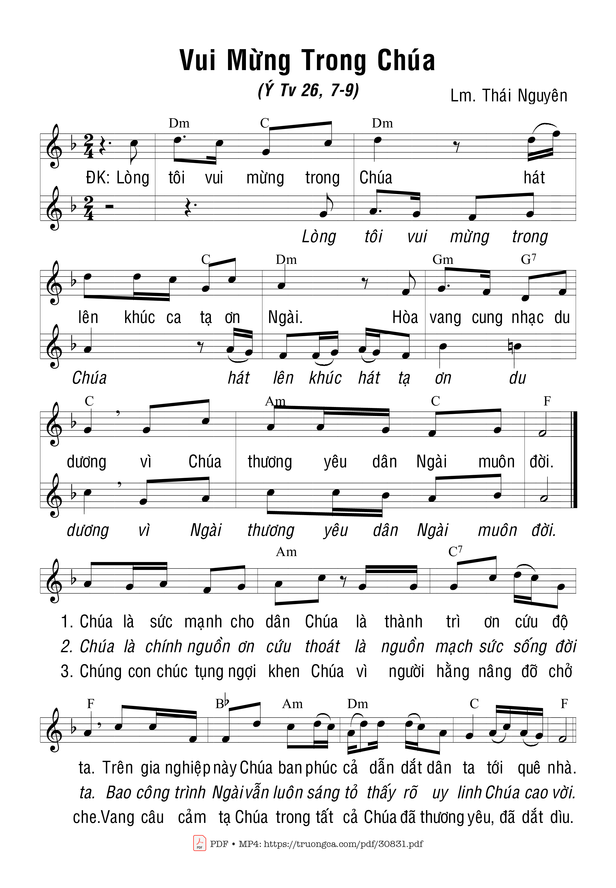 Sheet PDF of Vui mừng trong Chúa