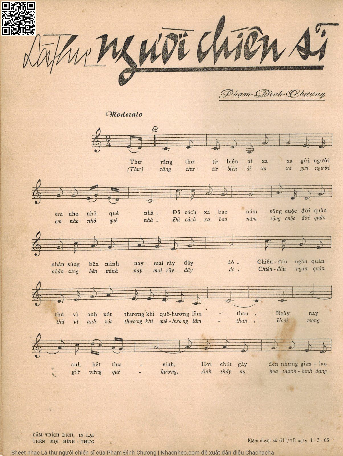 Page 2 of Sheet music PDF Lá thư người chiến sĩ - Phạm Đình Chương