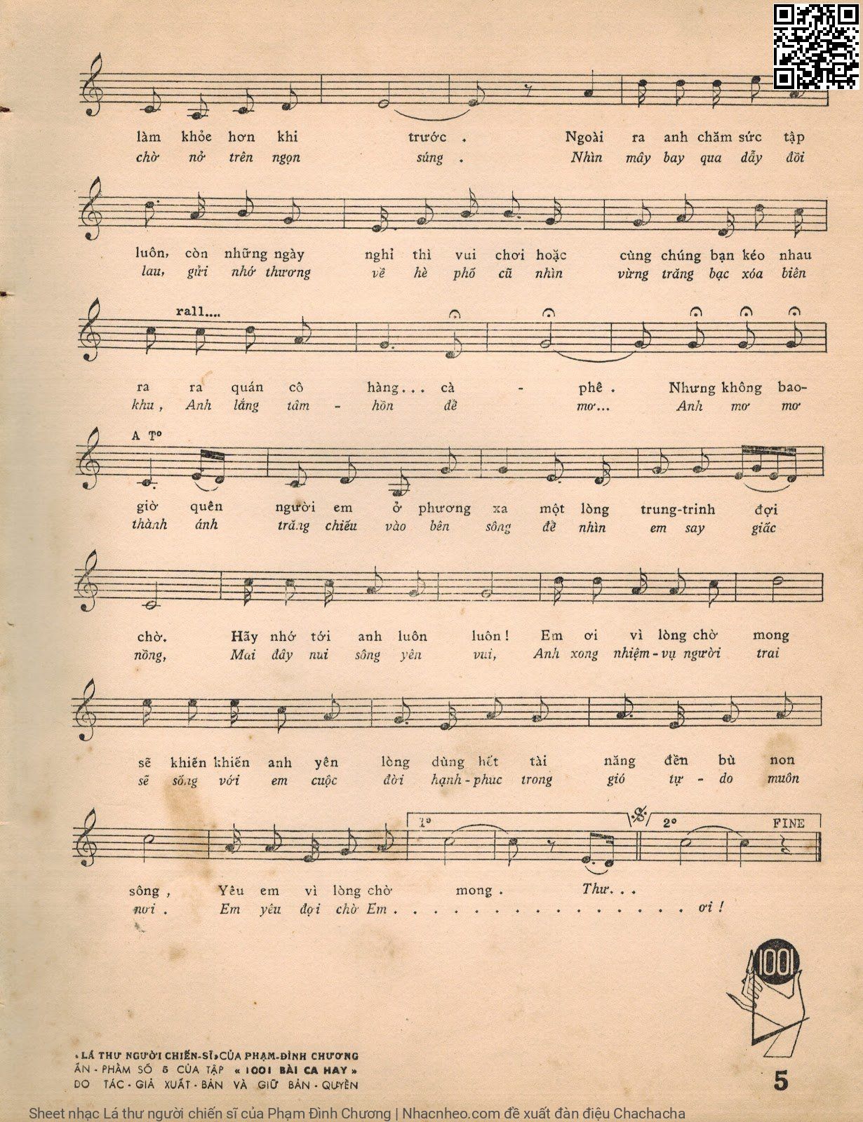 Page 3 of Sheet music PDF Lá thư người chiến sĩ - Phạm Đình Chương