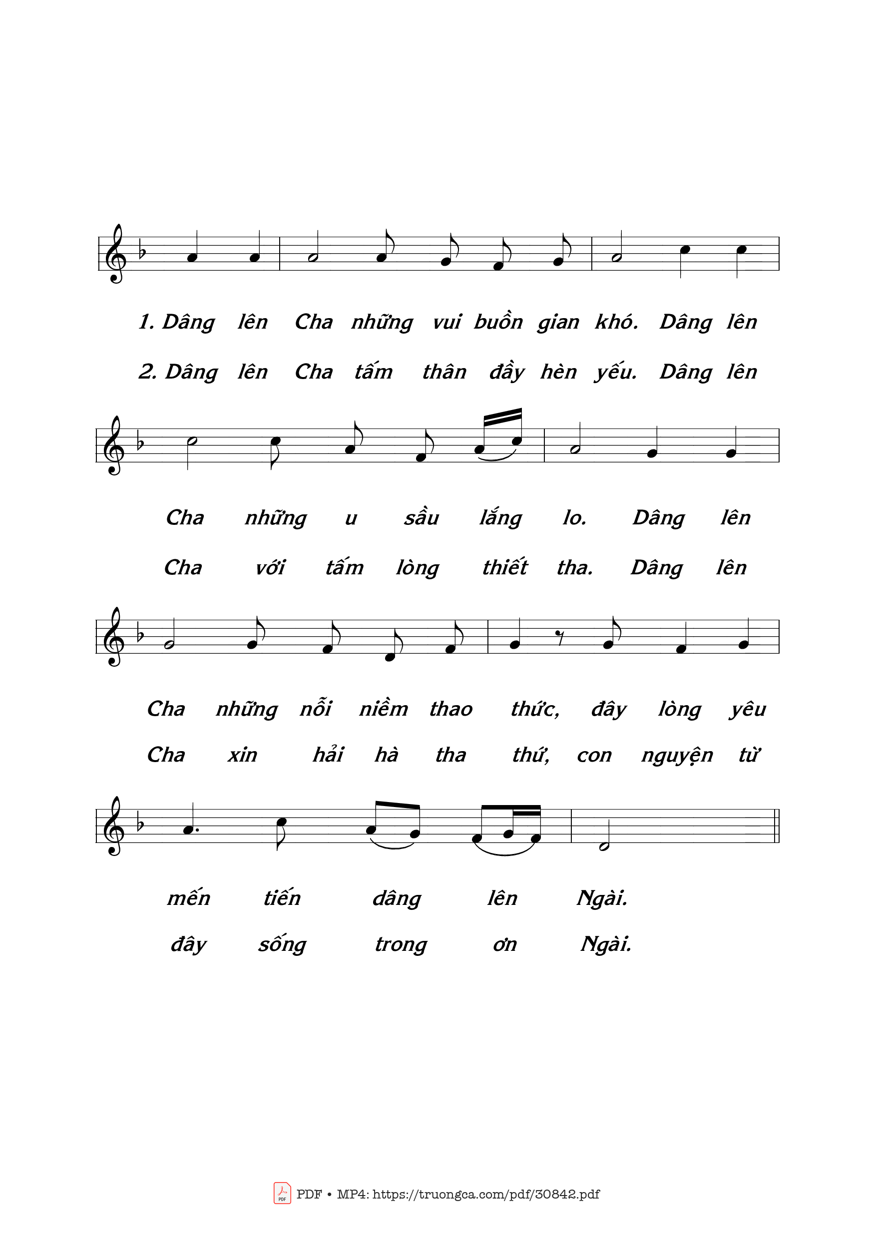 Page 2 of Sheet music PDF Dâng Lên Ngài - Thái Nguyên