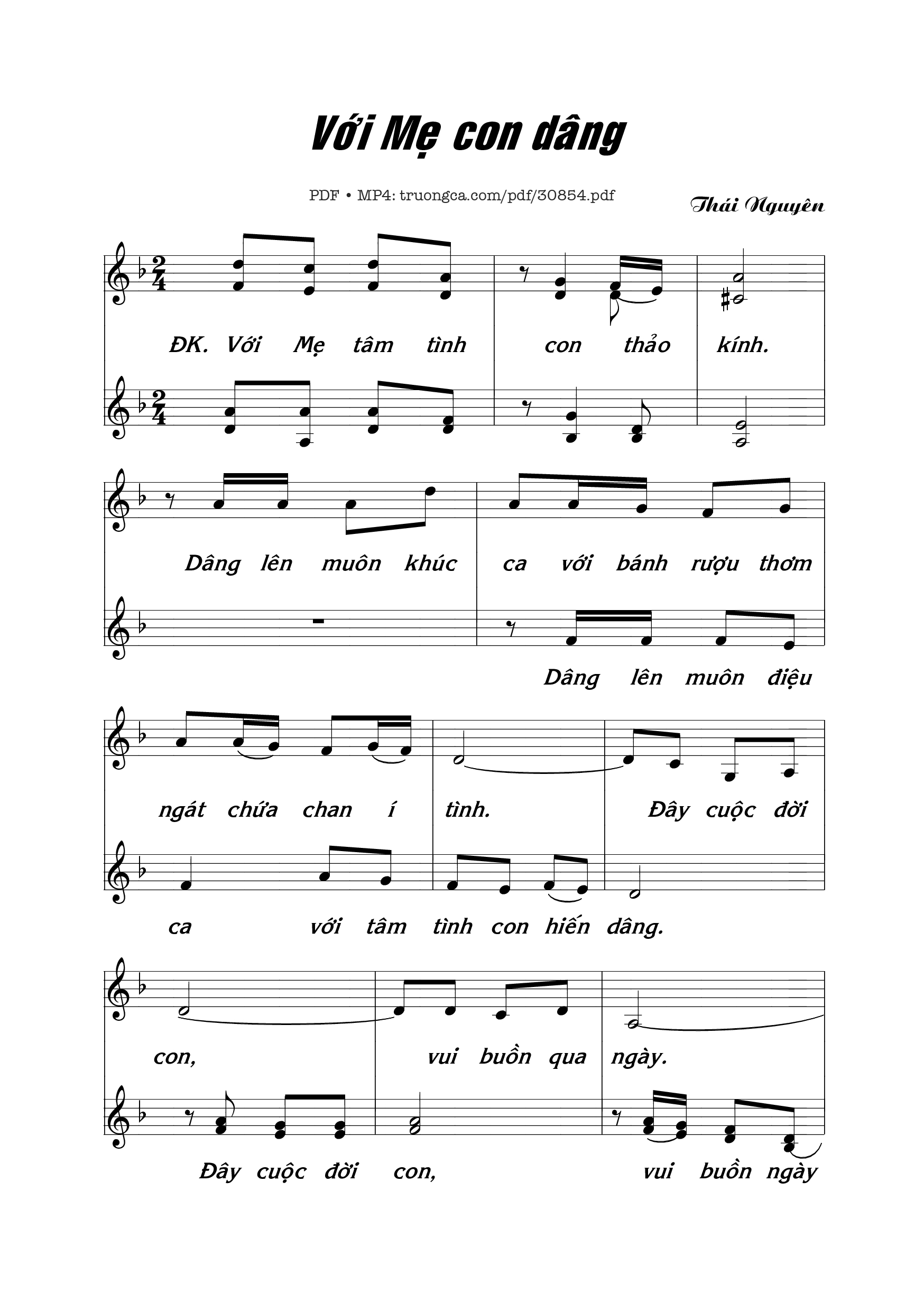 Sheet PDF of Với Mẹ con dâng