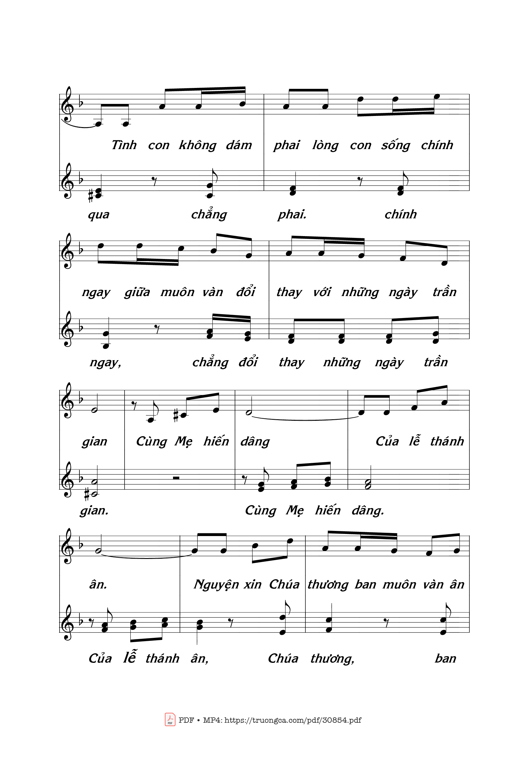 Page 2 of Sheet music PDF Với Mẹ con dâng - Thái Nguyên