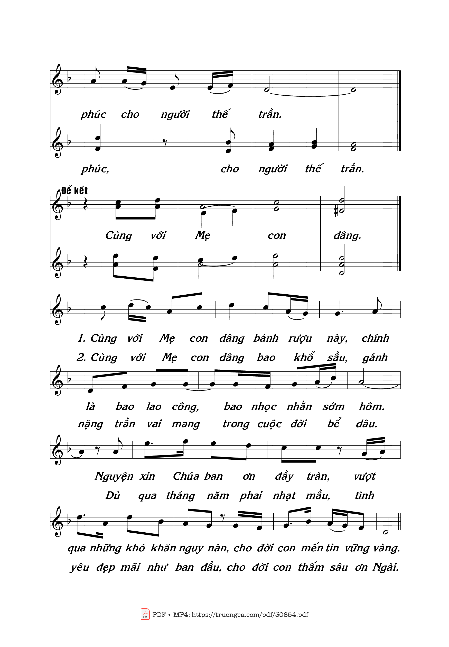 Page 3 of Sheet music PDF Với Mẹ con dâng - Thái Nguyên