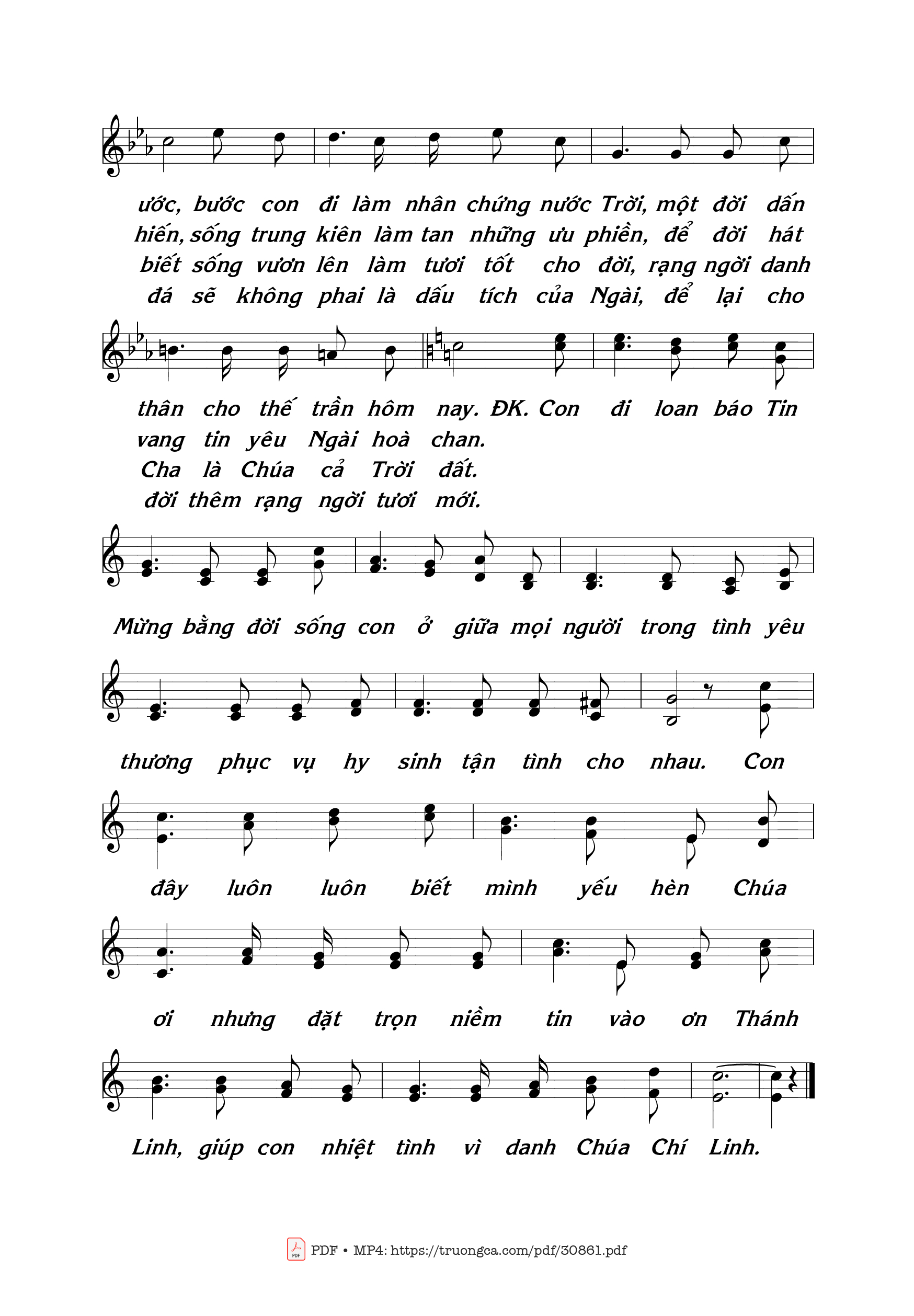Page 2 of Sheet music PDF Con đã đến - Thái Nguyên