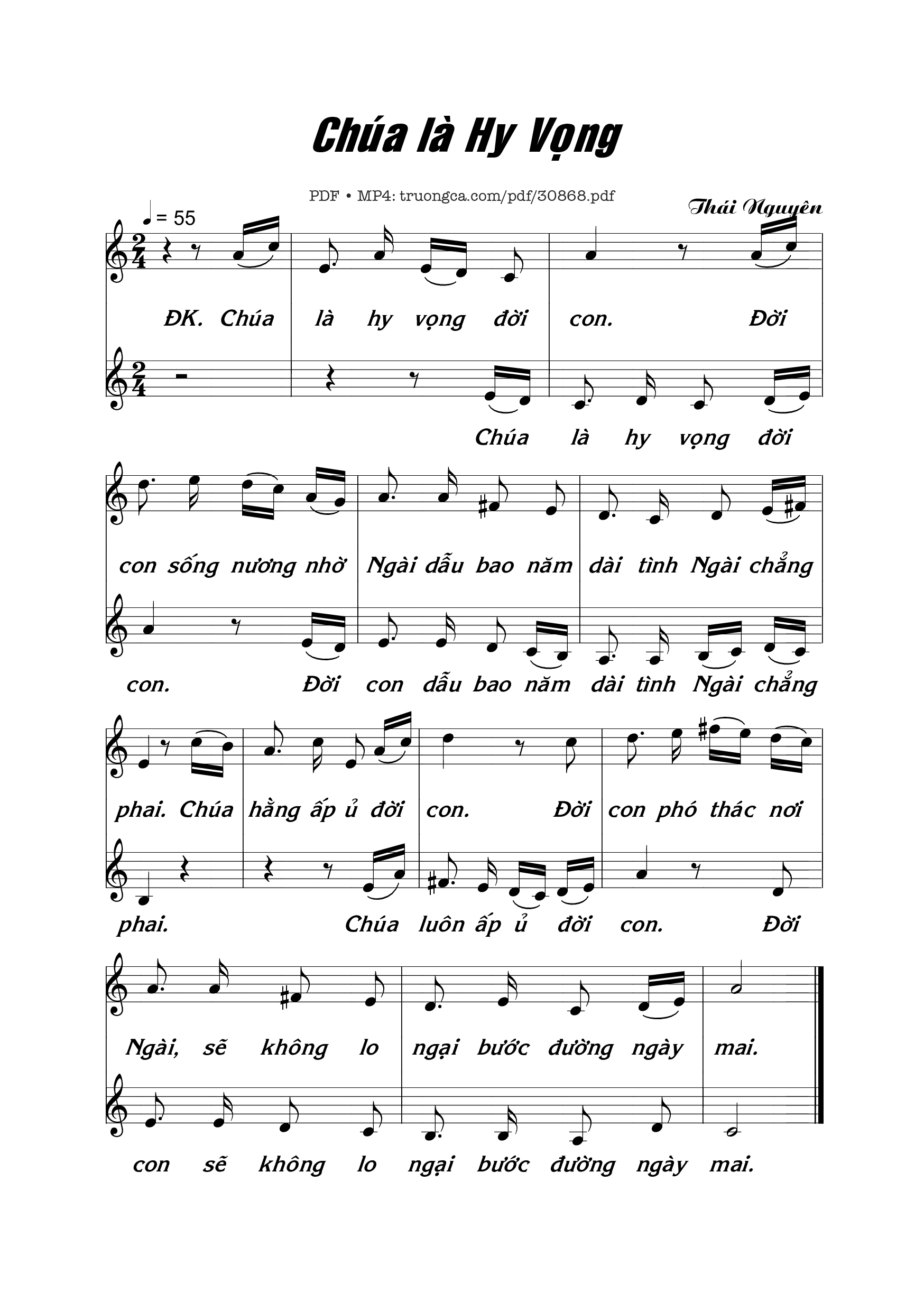 Page 1 of Sheet music PDF Chúa là hy vọng - Thái Nguyên