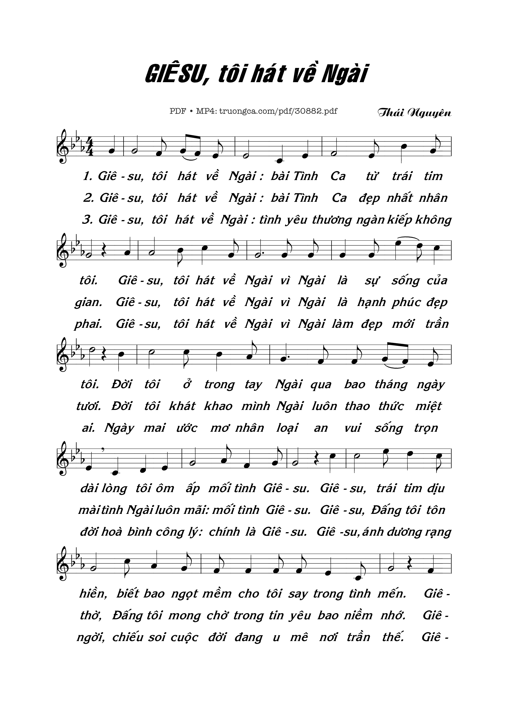 Sheet PDF of Giêsu tôi hát về Ngài