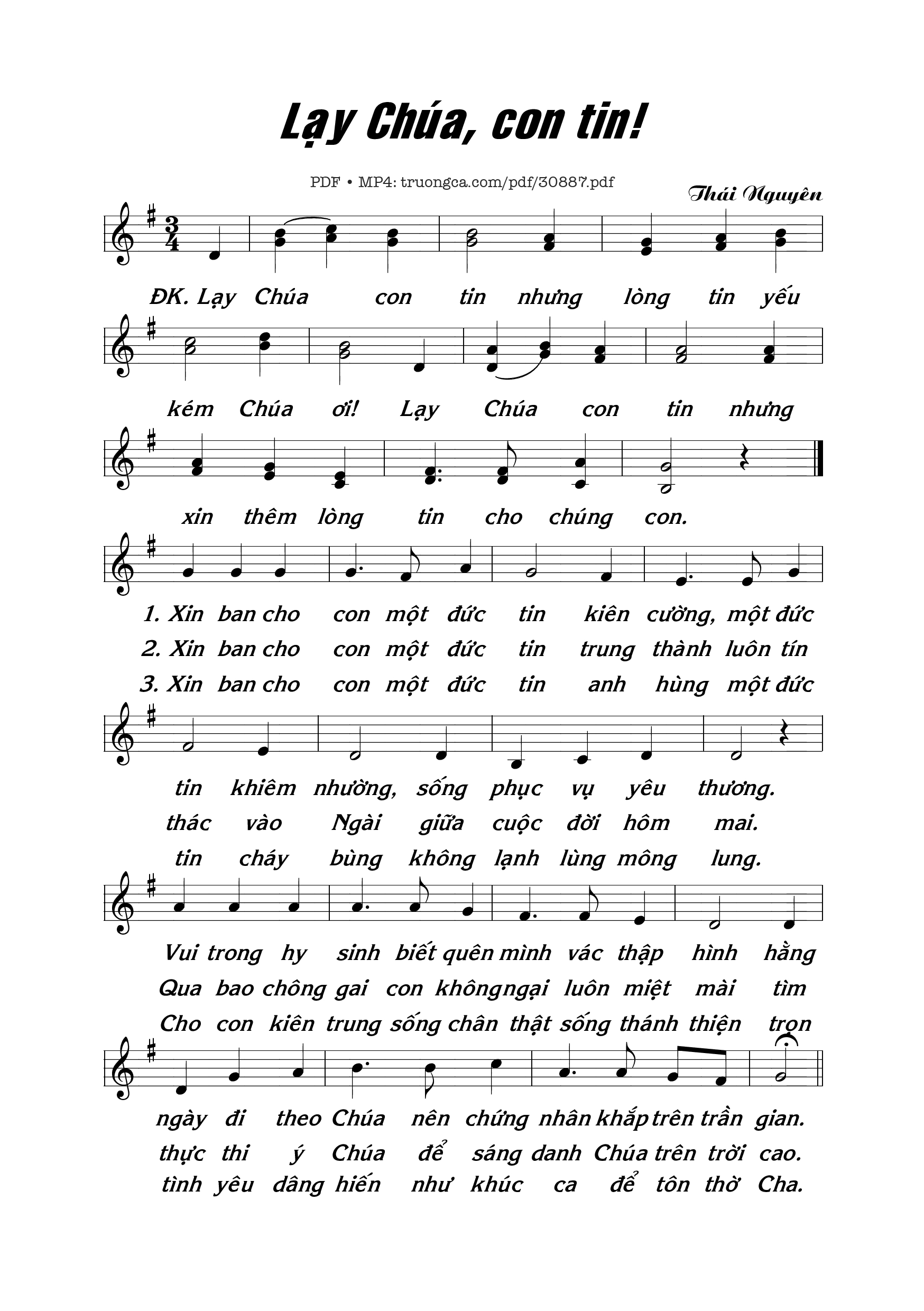 Page 1 of Sheet music PDF Lạy Chúa, Con Tin! - Thái Nguyên