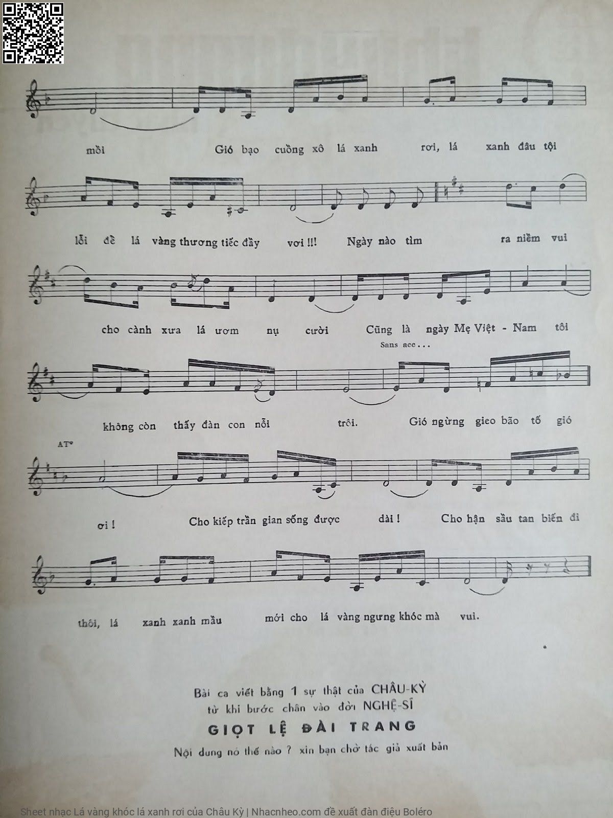 Page 5 of Sheet music PDF Lá vàng khóc lá xanh rơi - Châu Kỳ