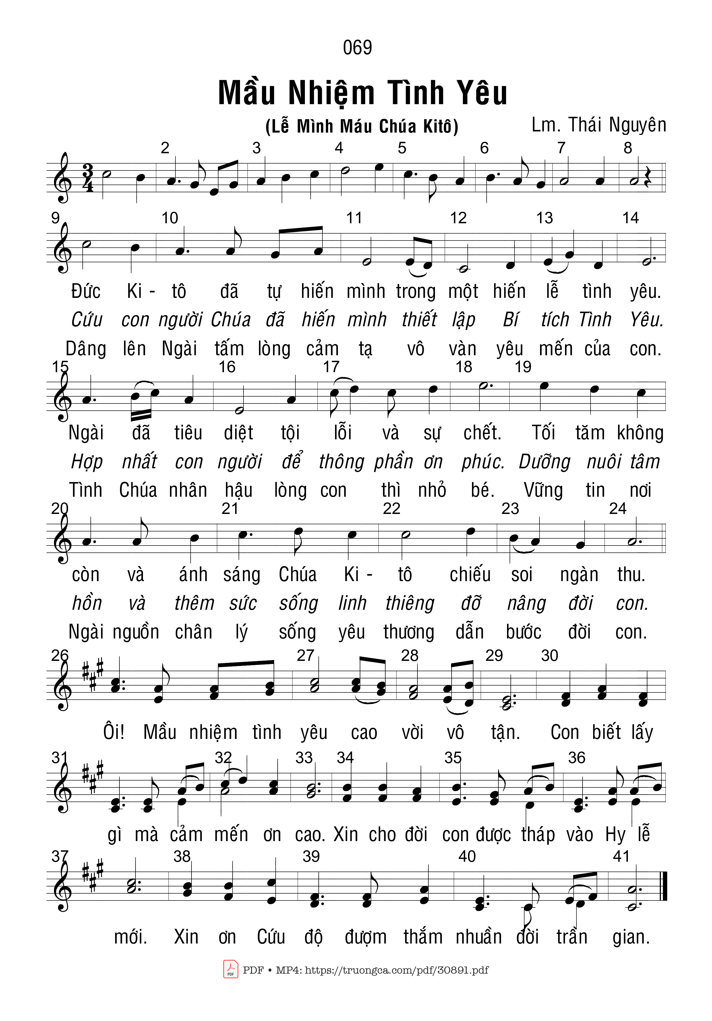 Sheet PDF of Mầu Nhiệm Tình Yêu