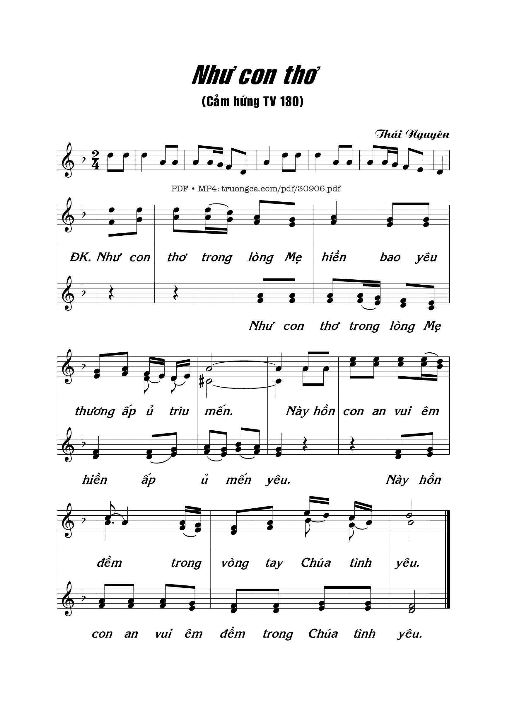 Sheet PDF of Như Con Thơ - Thái Nguyên