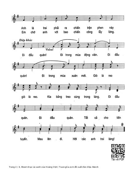 Page 2 of Sheet music PDF Lá xanh - Hoàng Việt