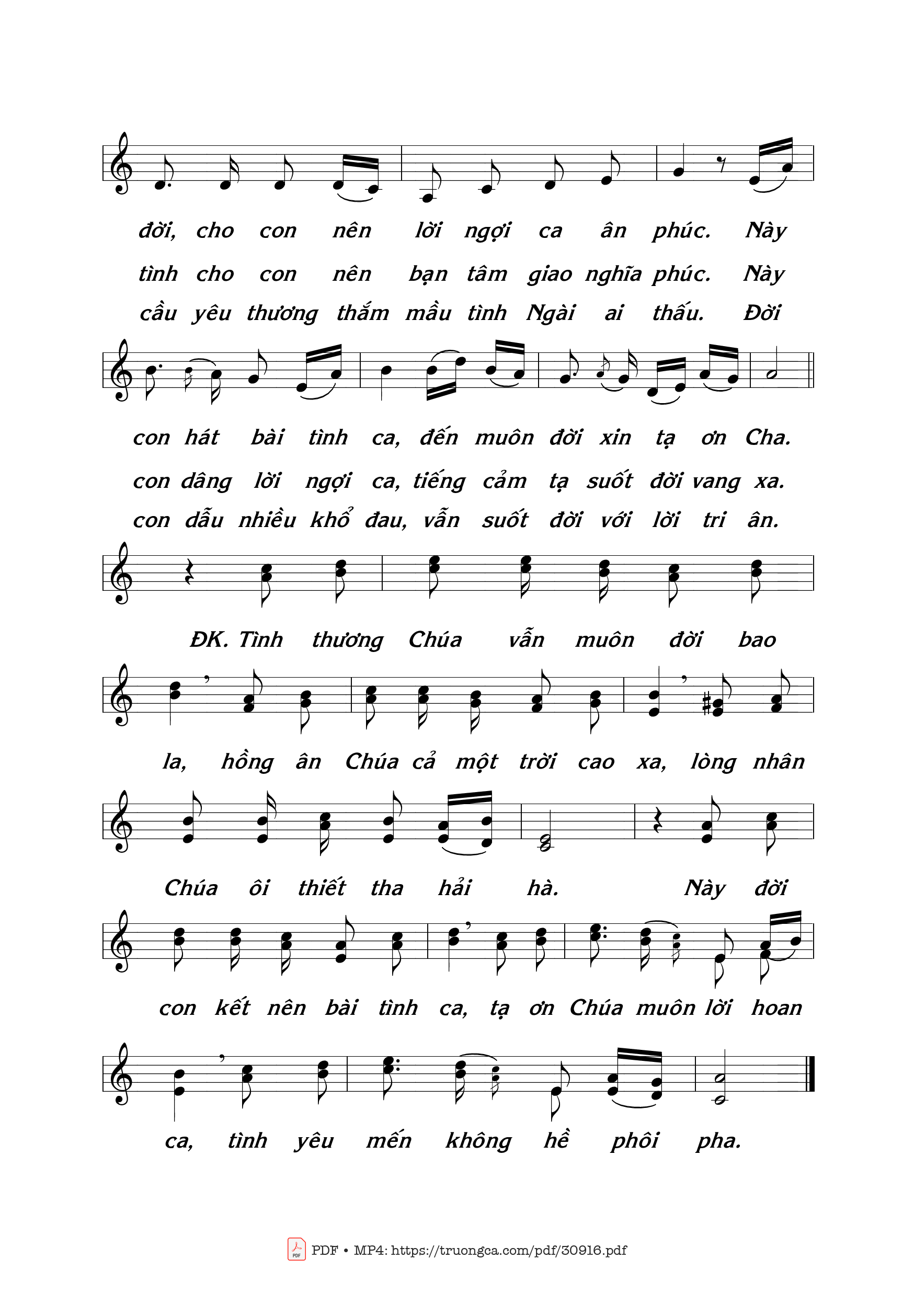 Page 2 of Sheet music PDF Tình ca tri ân - Thái Nguyên