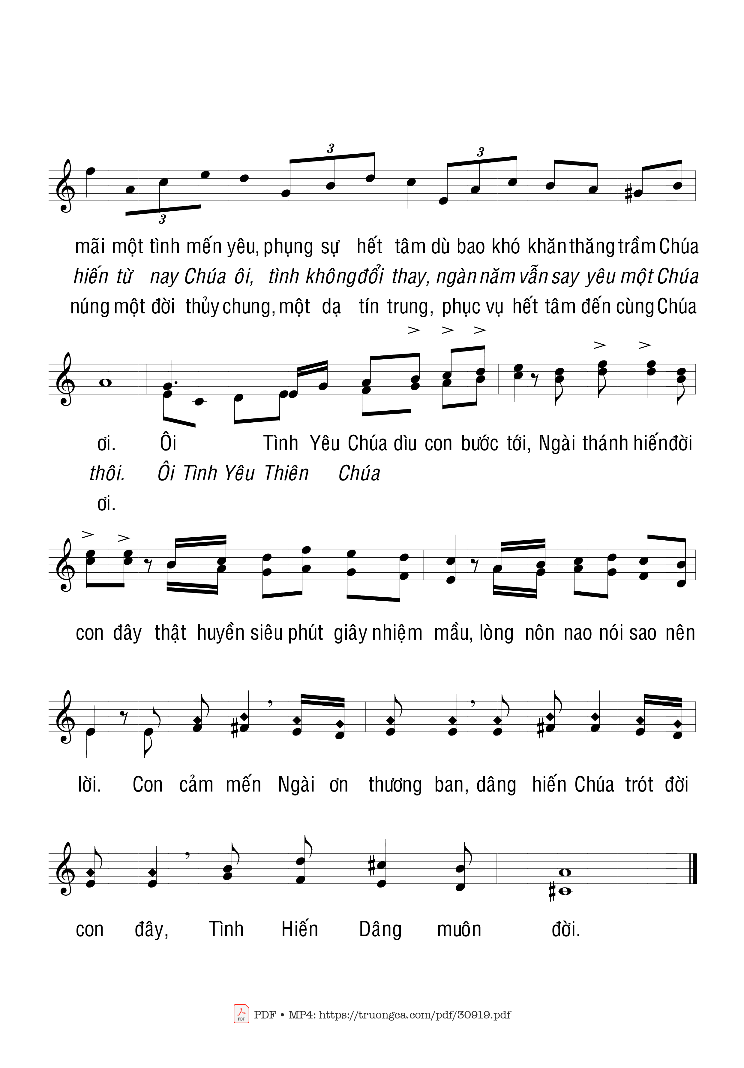 Page 2 of Sheet music PDF Tình hiến dâng - Thái Nguyên