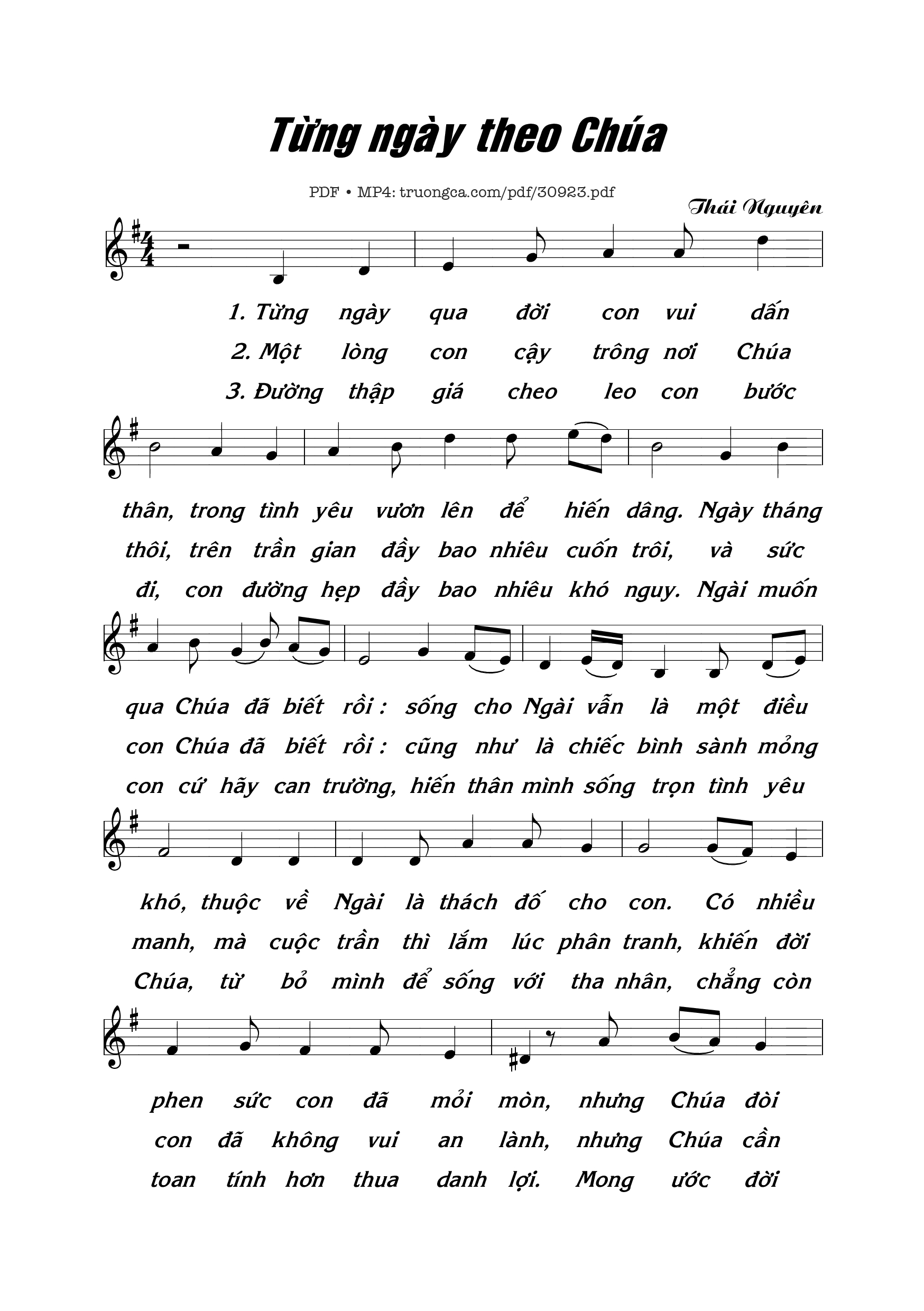 Page 1 of Sheet music PDF Từng ngày theo Chúa - Thái Nguyên