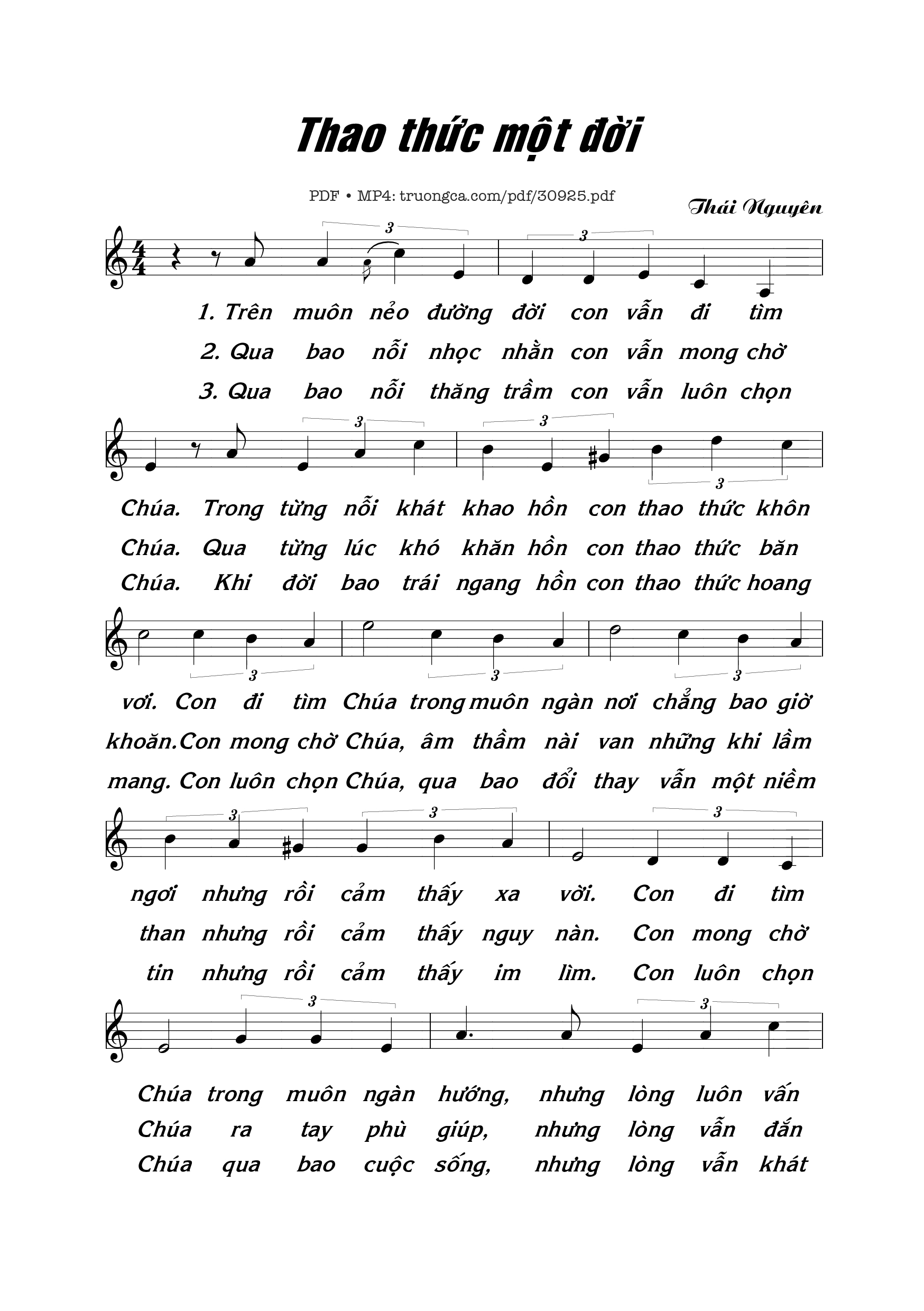 Sheet PDF of Thao thức một đời