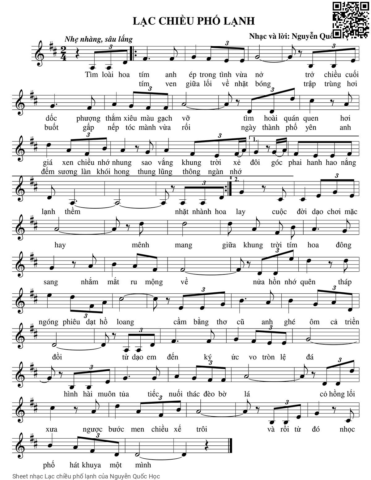 Sheet PDF of Lạc chiều phố lạnh