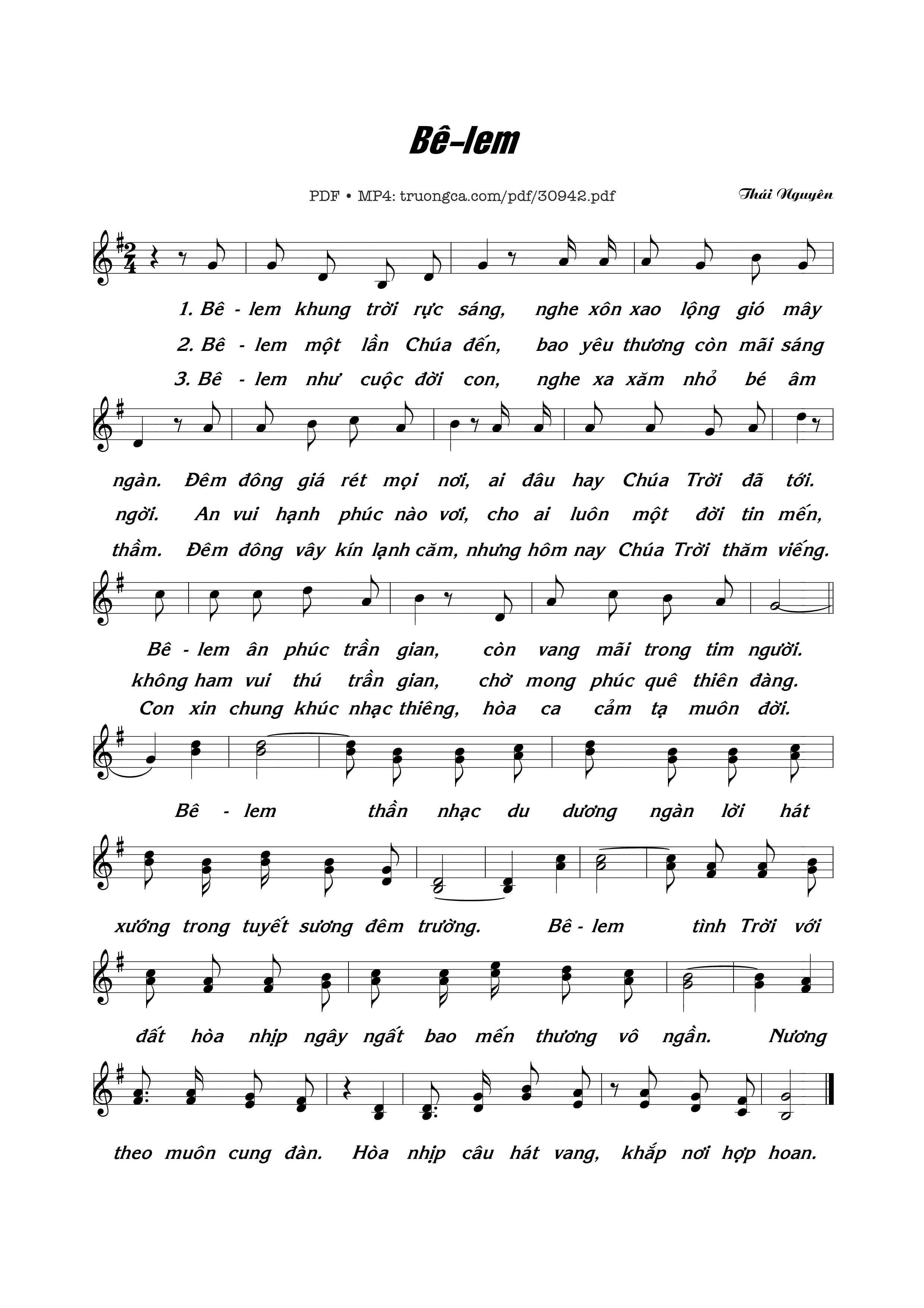 Page 1 of Sheet music PDF Belem - Thái Nguyên