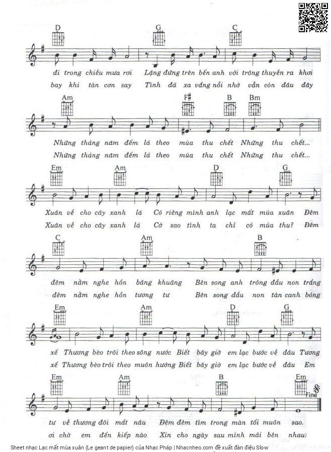 Page 2 of Sheet music PDF Lạc mất mùa xuân (Le geant de papier) - Nhạc Pháp