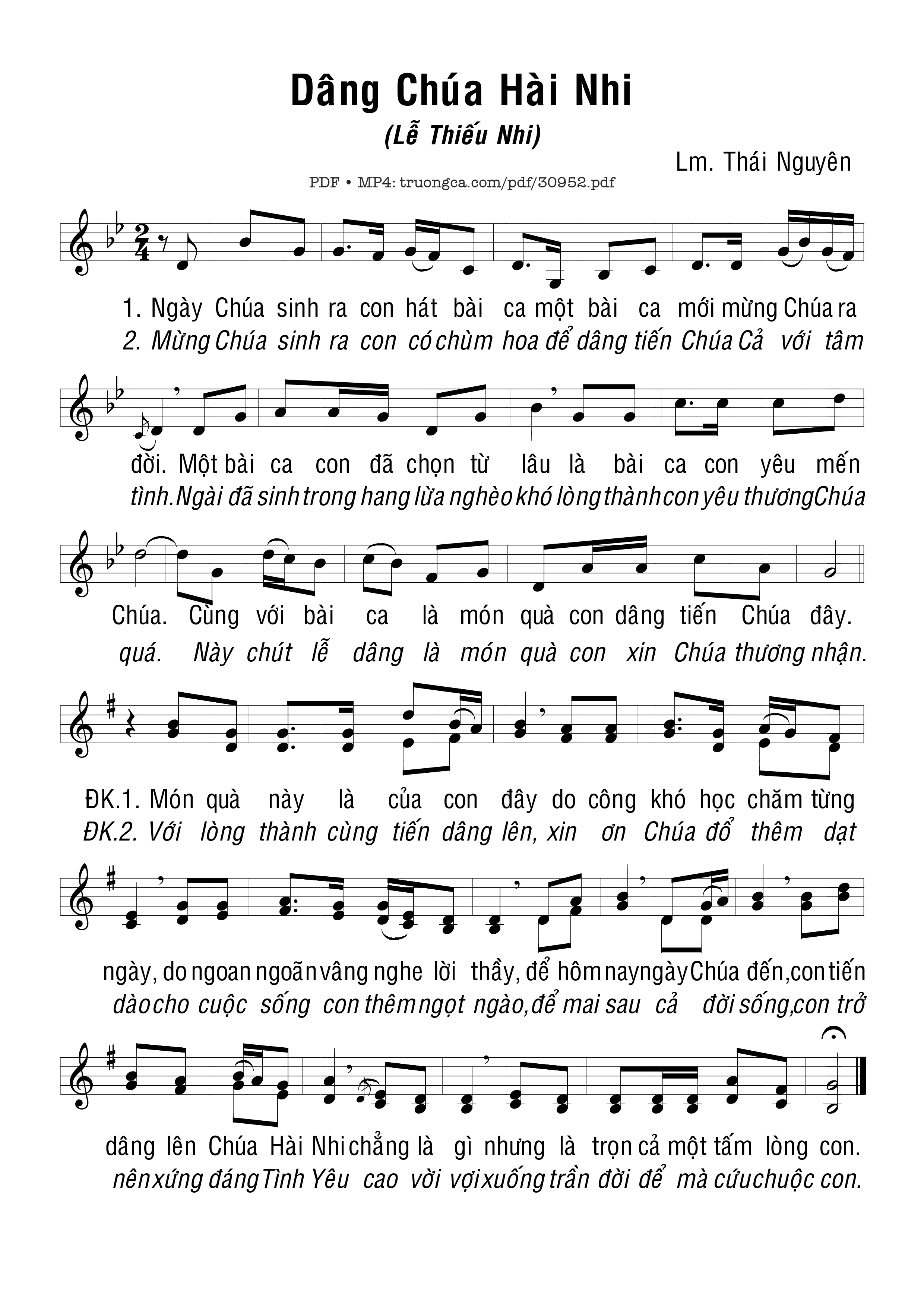 Sheet PDF of Dâng Chúa Hài Nhi 2