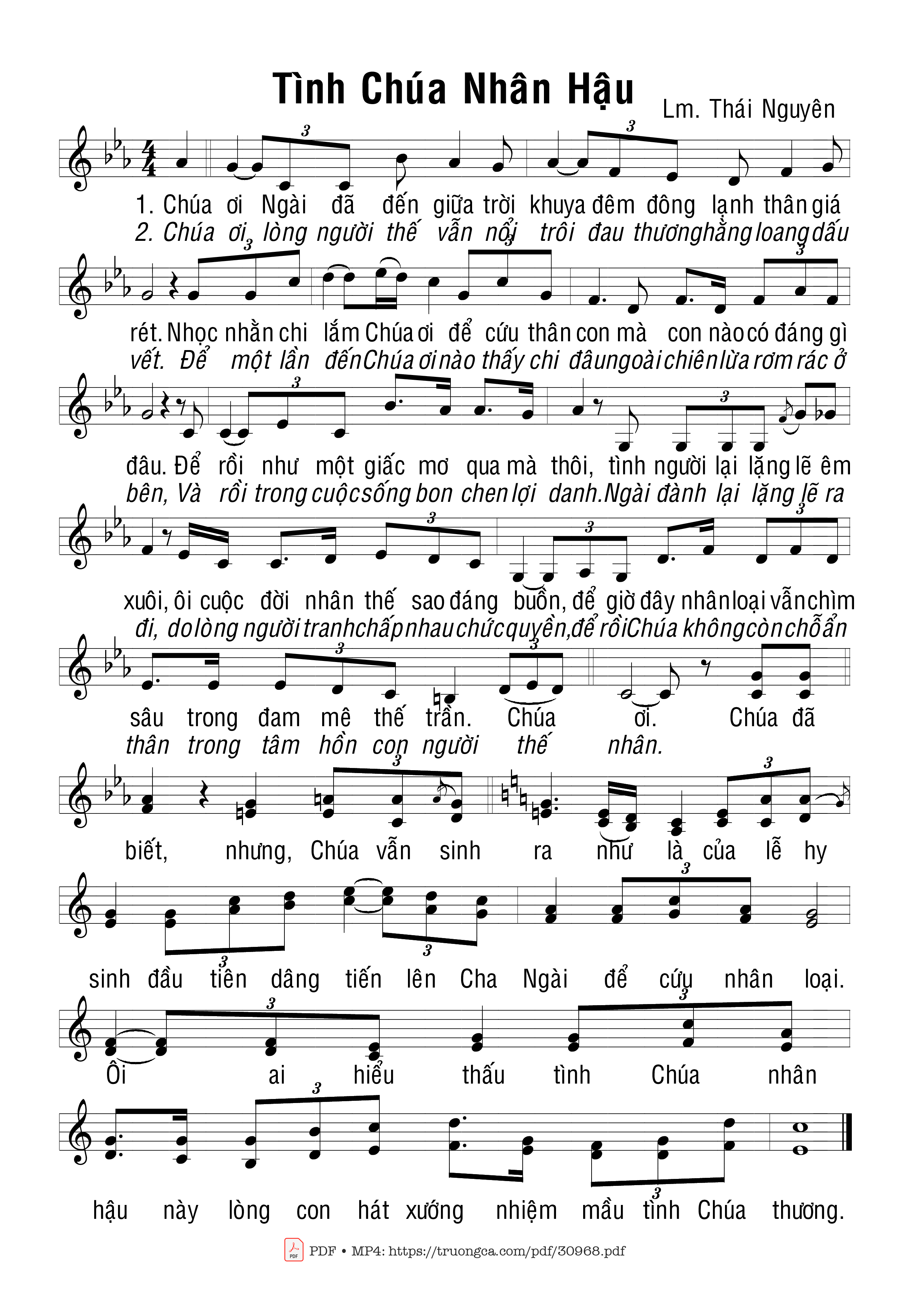 Page 1 of Sheet music PDF Tình Chúa Nhân Hậu - Thái Nguyên