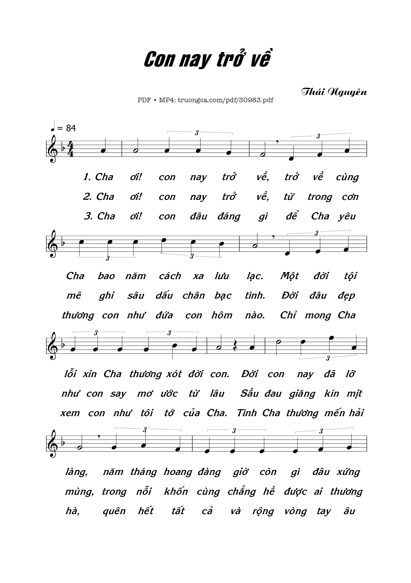 Sheet PDF of Con nay trở về