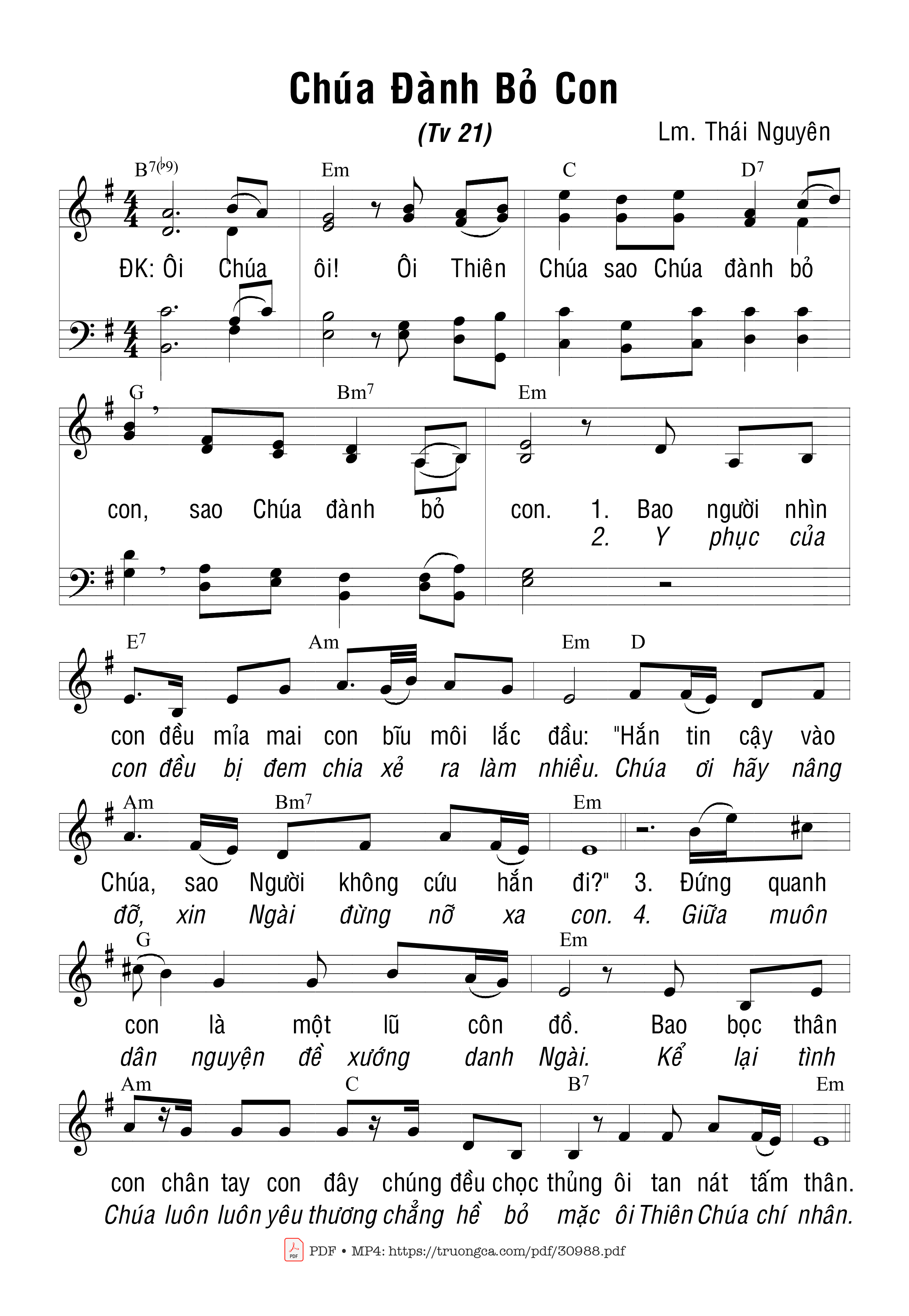 Page 1 of Sheet music PDF Chúa Đành Bỏ Con - Thái Nguyên