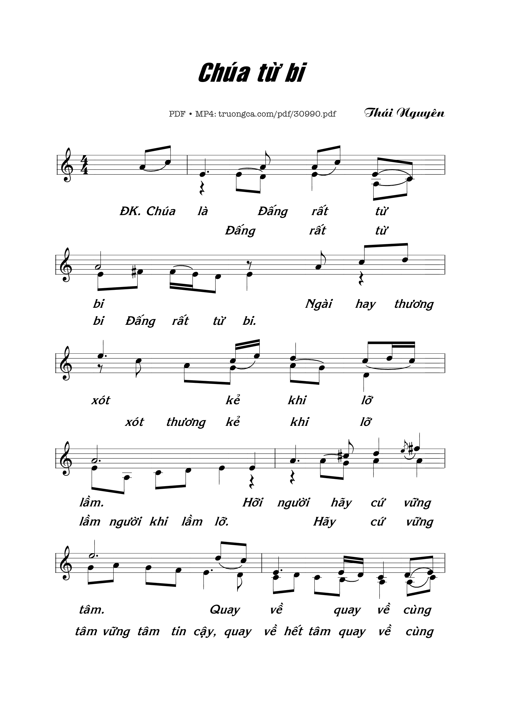 Page 1 of Sheet music PDF Chúa Từ Bi - Thái Nguyên