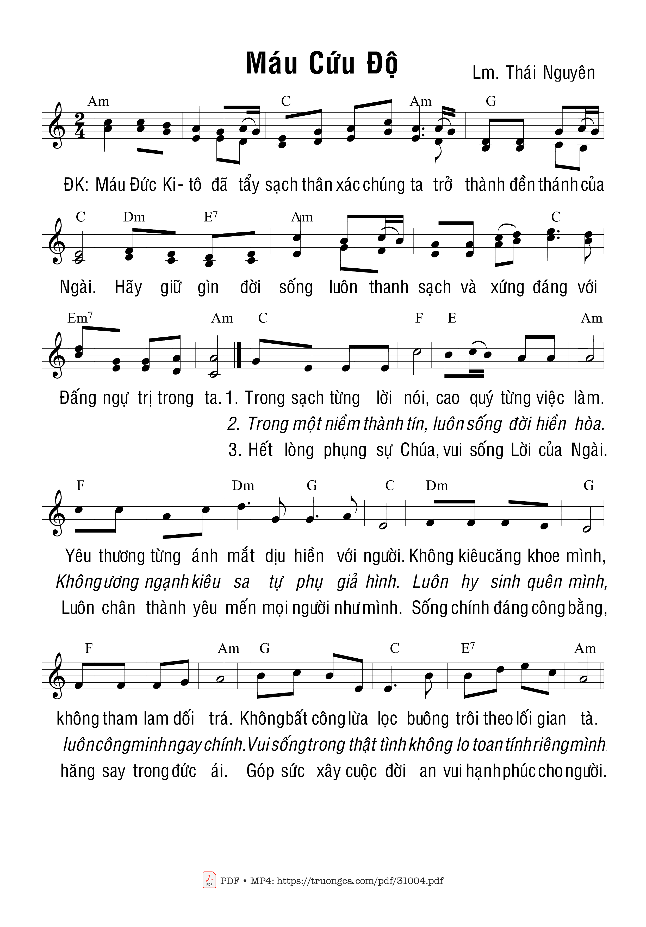 Page 1 of Sheet music PDF Máu Cứu Độ - Thái Nguyên