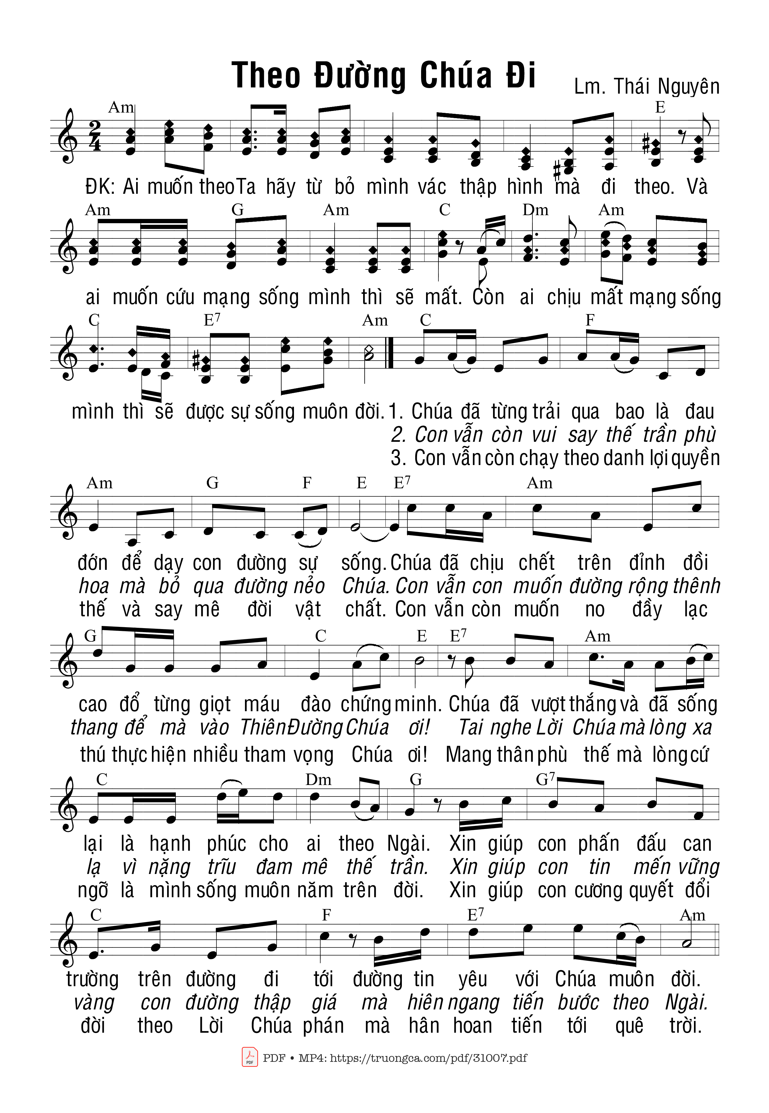 Sheet PDF of Theo Đường Chúa Đi